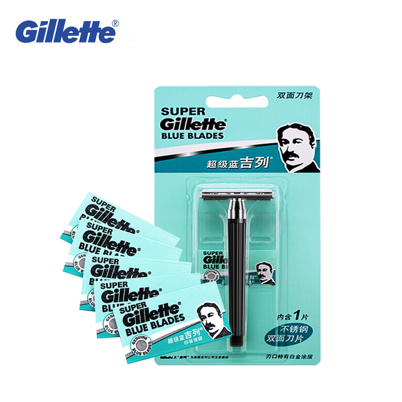 Best of Gillette Super Blue Shaving Razor Knife Holder+ Blades Official Authentic Safe Razors Face Care For Men Manual Shaving With Gift Reviews & Tips