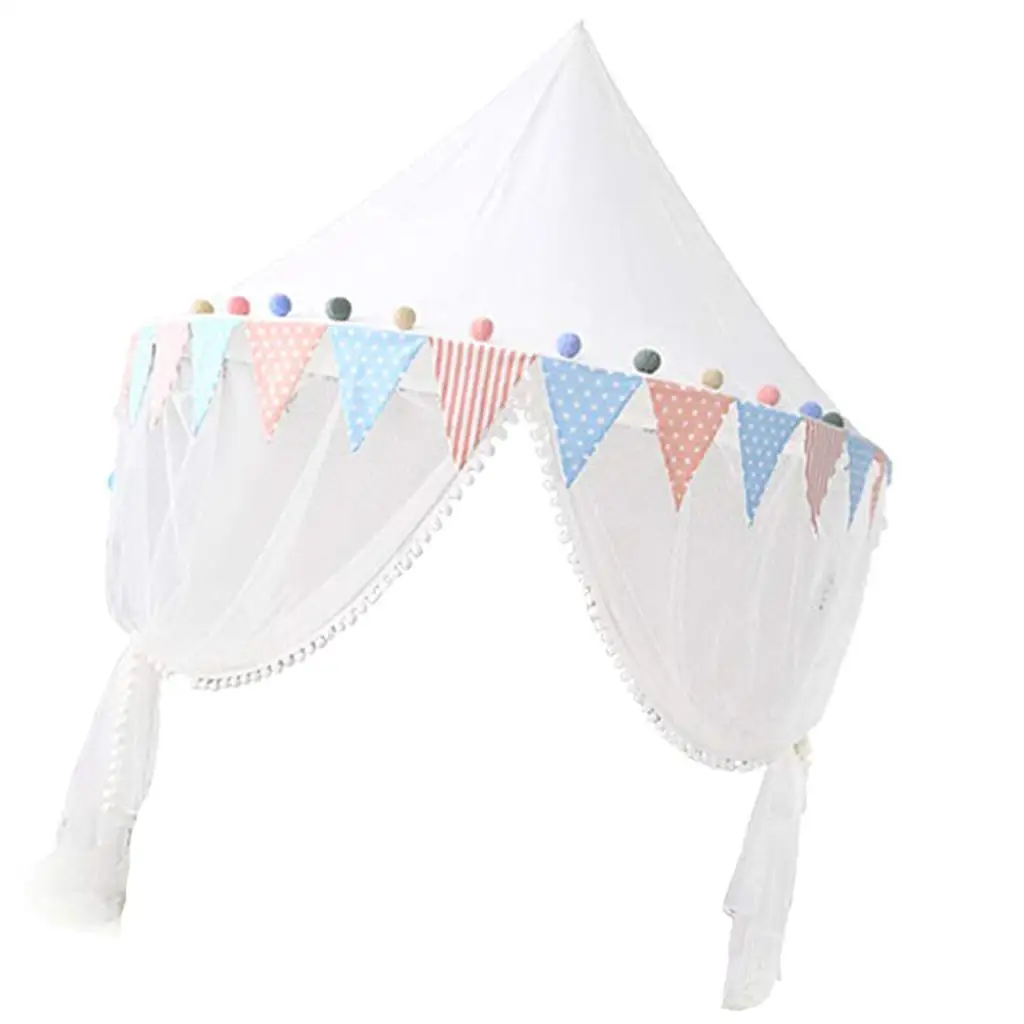 Children`s bed canopy with  net Hanging play tent reading corner small