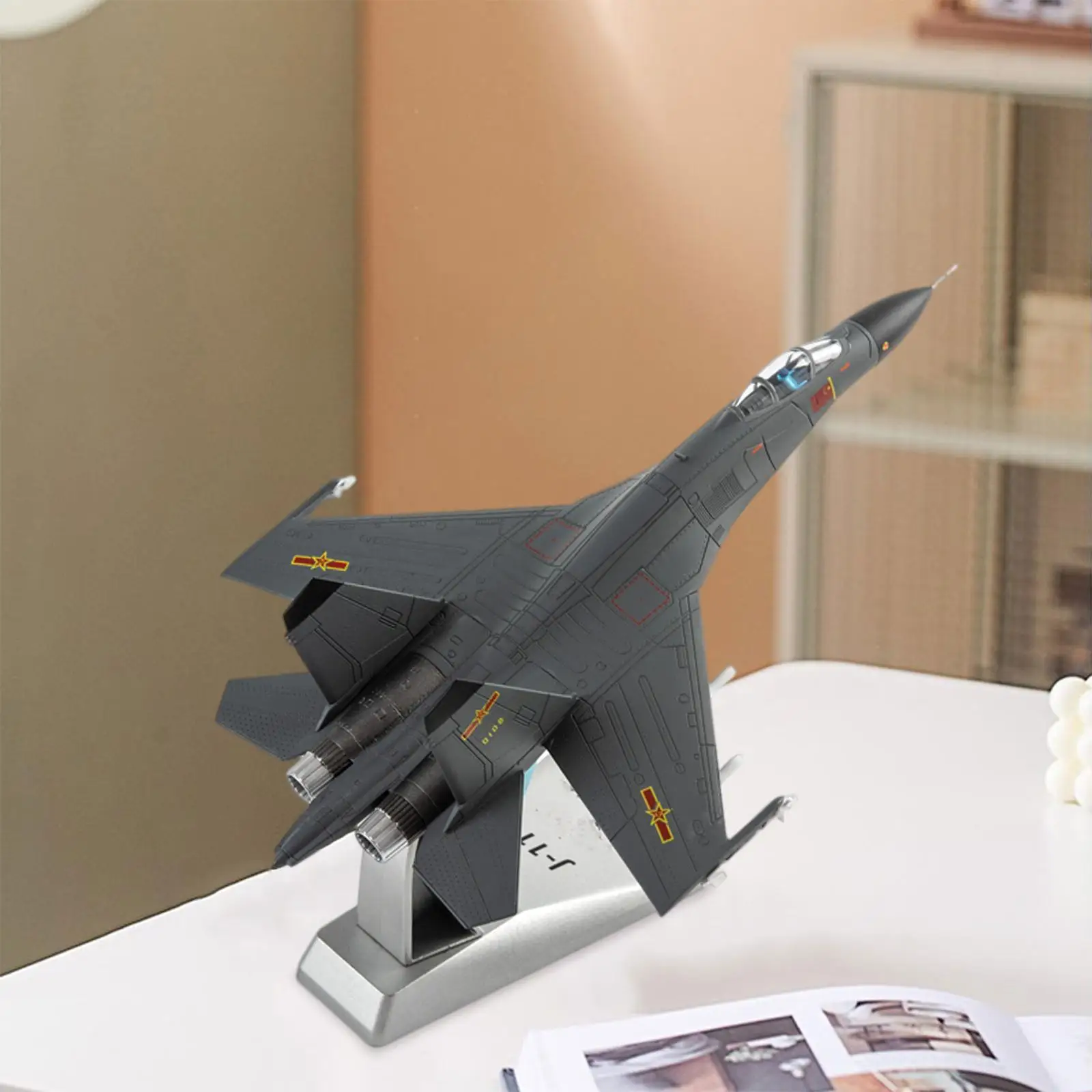 Alloy Diecast 1/100 Scale Aircraft J-11 Fighter Collectables Ornaments with Dispaly Stand Model Plane