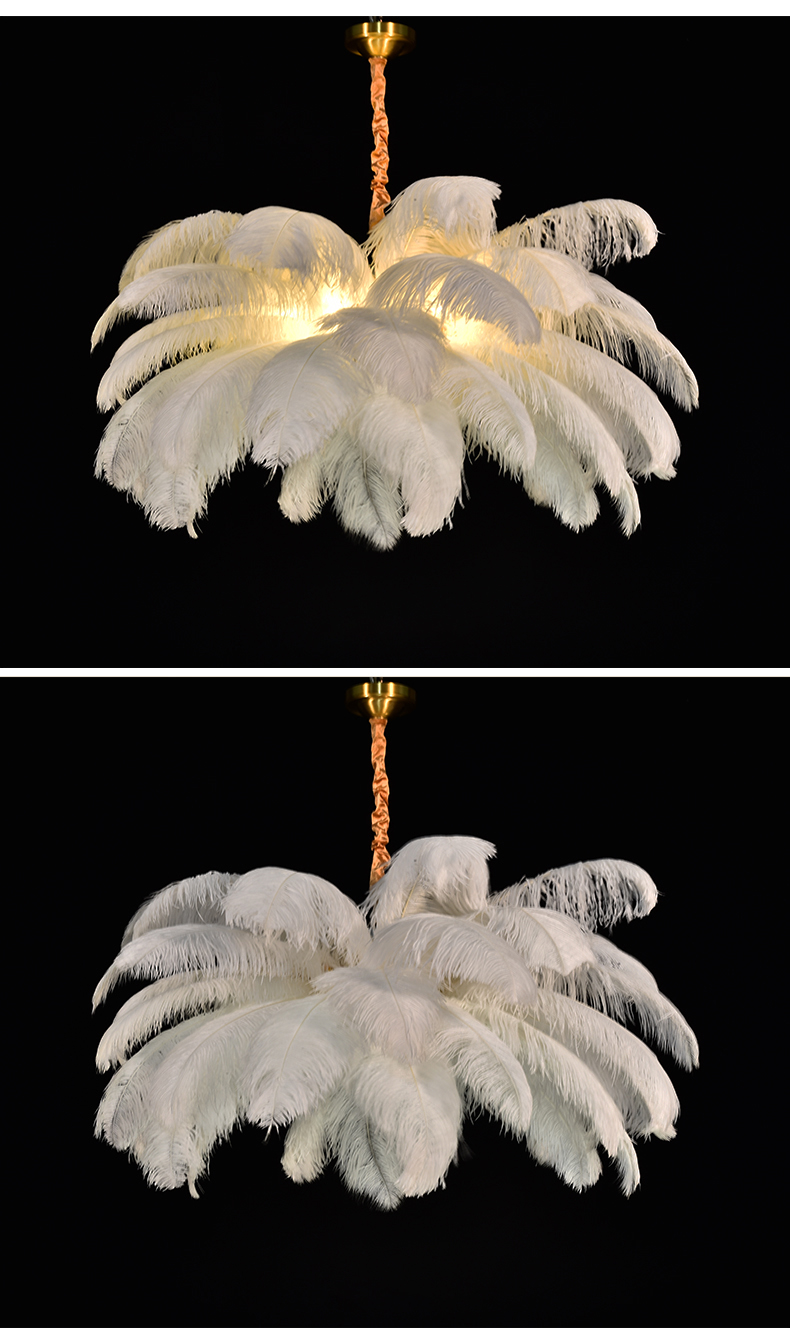 Nordic Creative Feather Chandelier Living Room Bedroom Hotel LED Pendant Lamp Romantic Princess Decor Lighting Fixtures