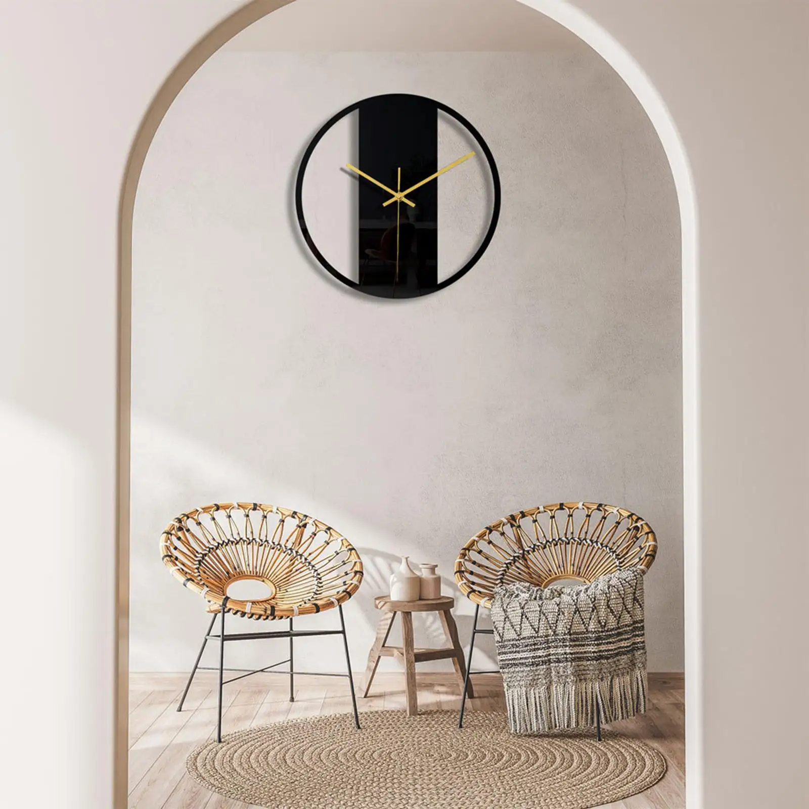 Modern Wall Clock Non-Ticking Decorative Mirrored for Hotel Home Kitchen