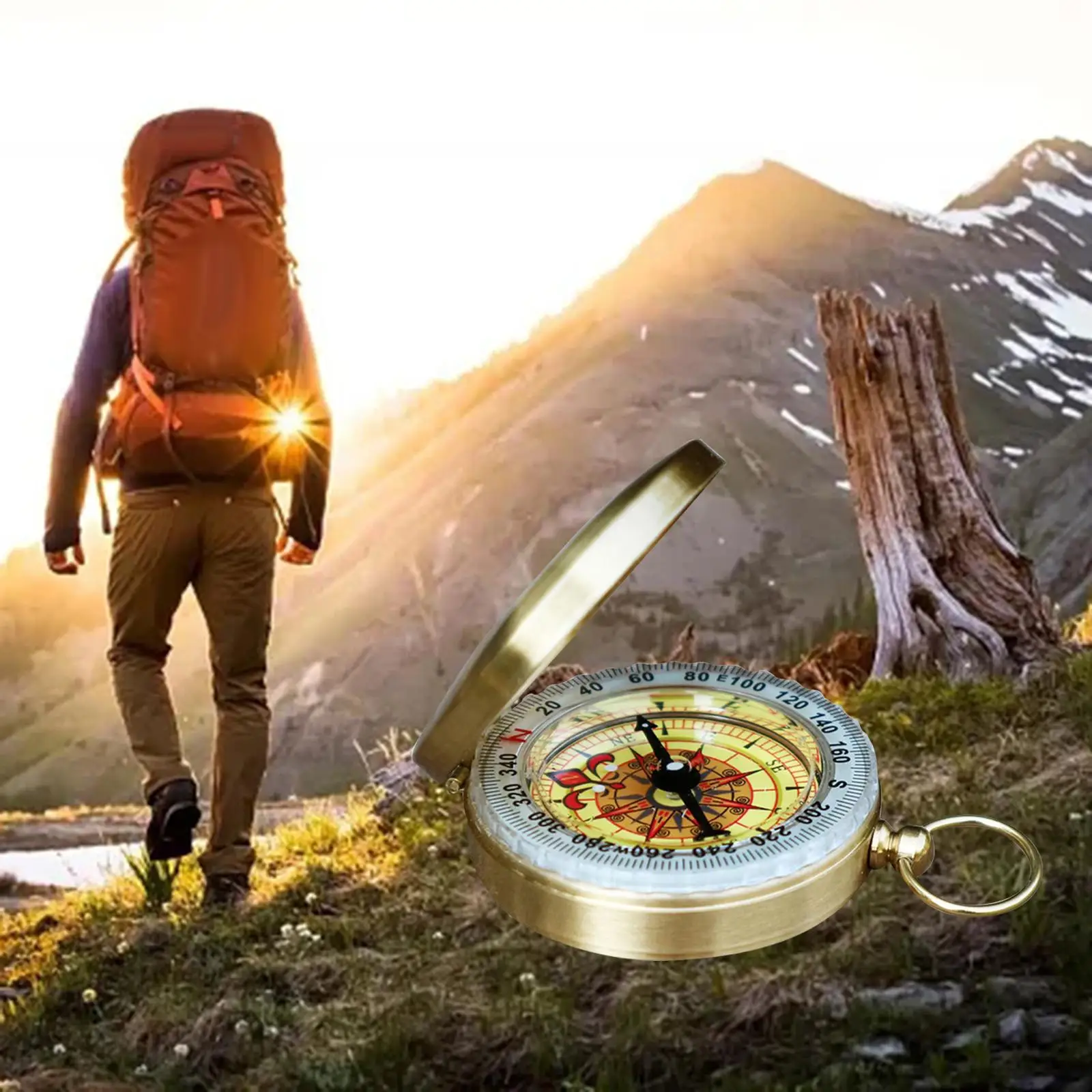 Camping Survival Compass Mini Waterproof Compact Pocket Compass Luminous Compass for Climbing Backpacking Outdoor Activities