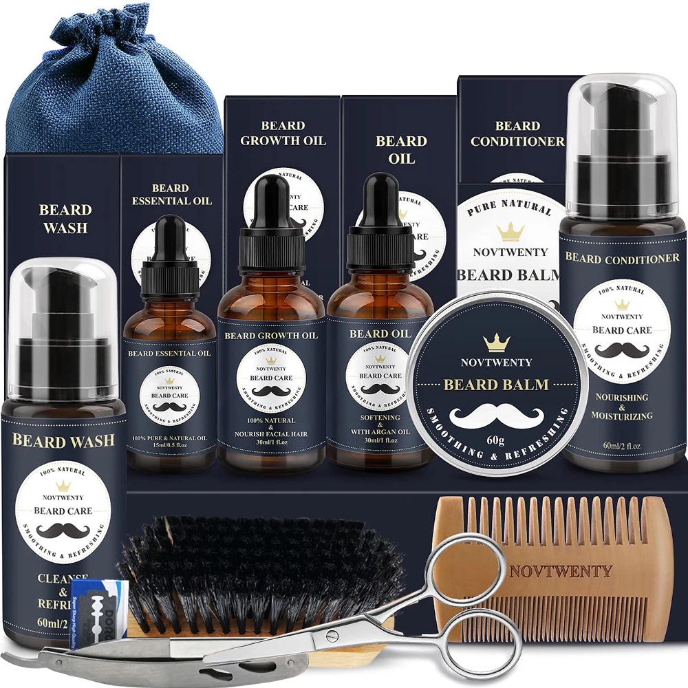 Best of 12pcs Beard Care Set Beard Serum Oil Balm Beard Comb Bristle Brush Scissors Beard Oil Beard Growth Set Men Beard Care Kit Reviews & Tips