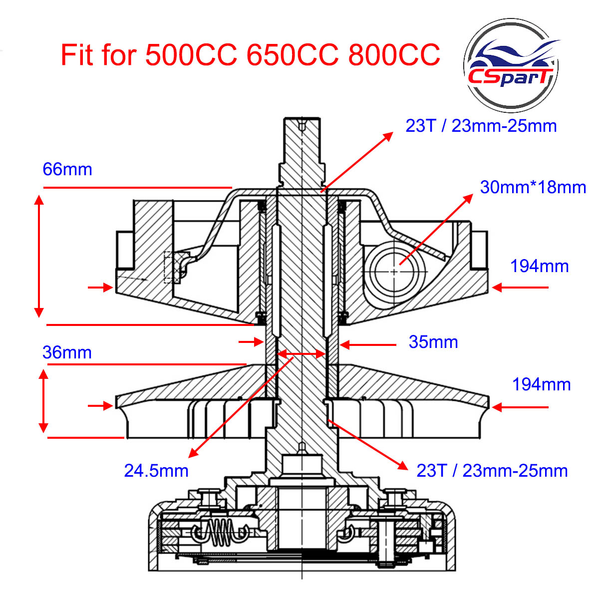 Комплект вариатора 194 мм 23T для CF moto 500 500CC CF188 CF600 CF196 600  UTV ATV SSV 0180-051000 MC HL | AliExpress