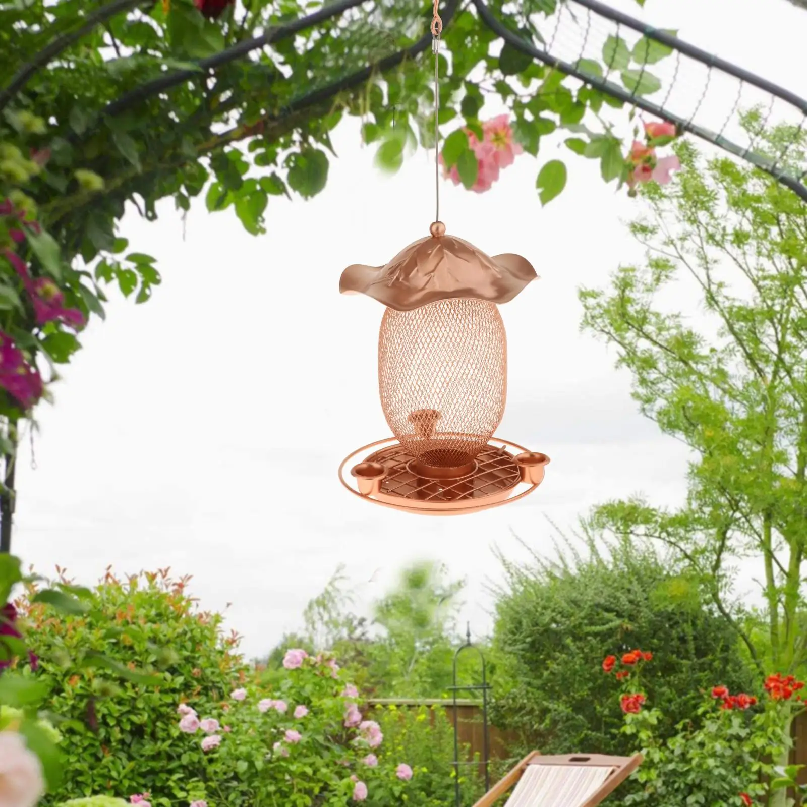 Anti Bird Feeder Water Container Mesh Tube Outdoor Hanging Squirrel Bird Feeders Birdfeeder for Blue Jay Finch Garden Yard