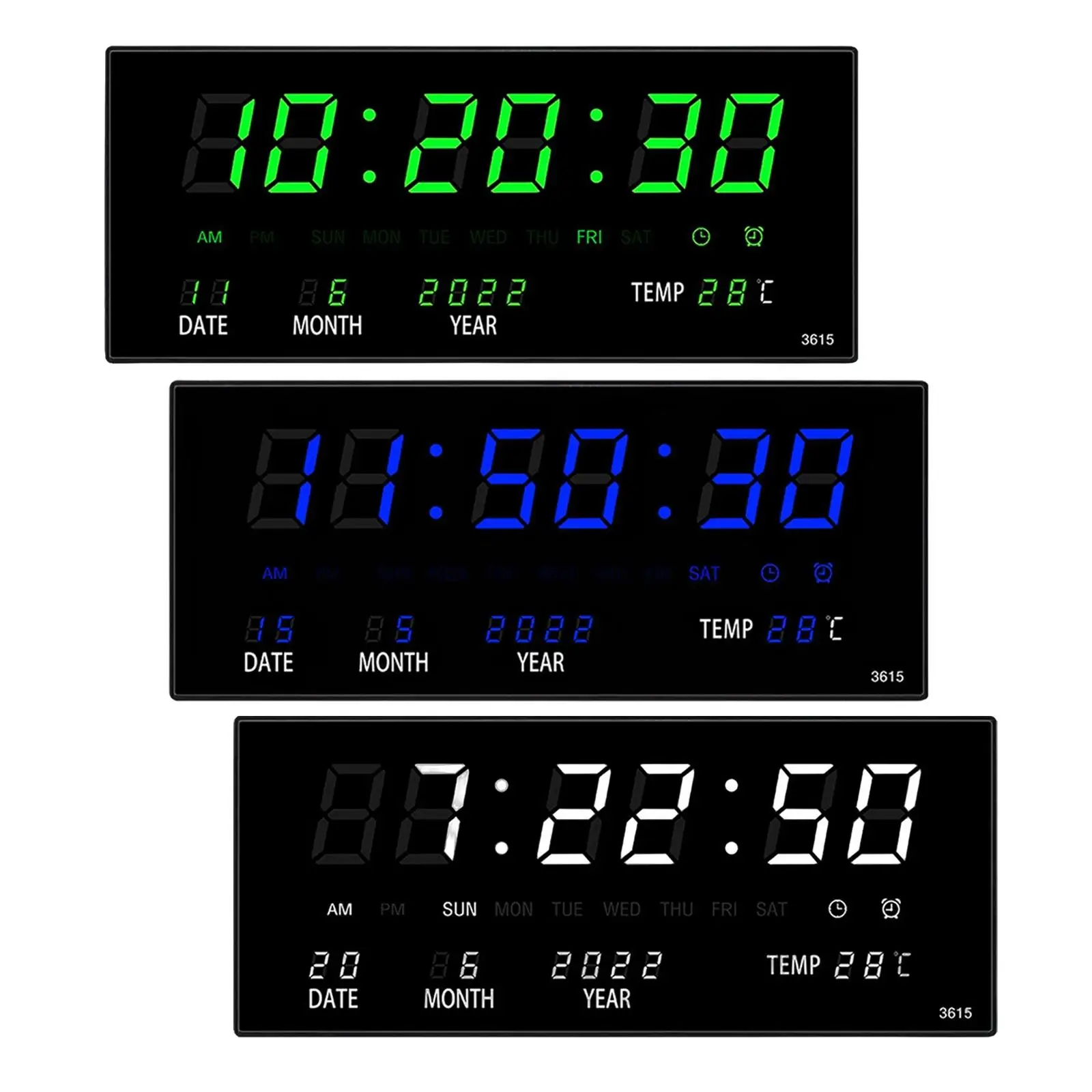 Digital Alarm Clock Temperature Calendar USB Powered for Bedside Travel Bedroom Girls