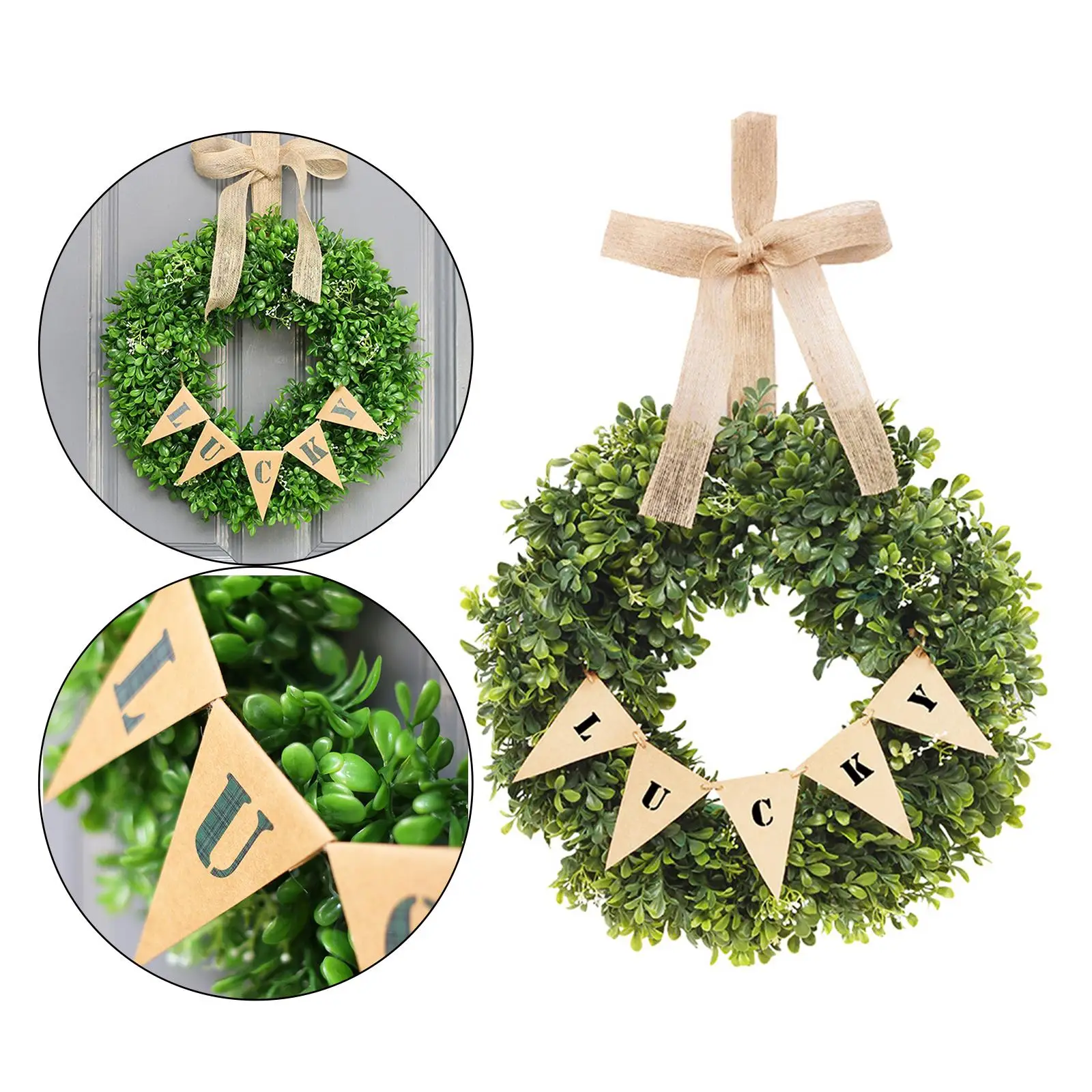 40cm Green Leaves Garland Hanging Greenery Wreath Window Party Decor Handmade Crafted ,Brighten up Your House Indoor Outdoor