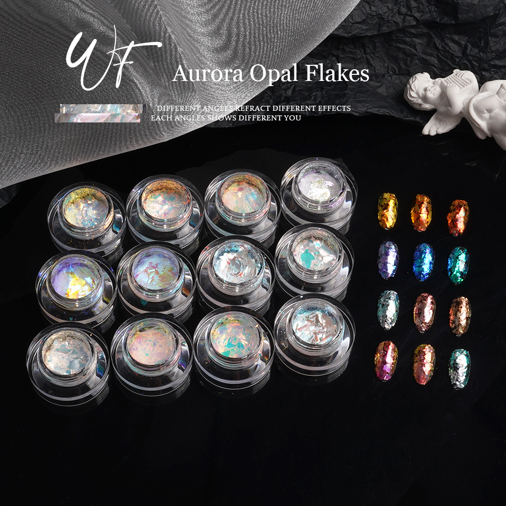 Best of HNDO Bottle 16 Colors Aurora Crystal Opal Powder Irregular Flakes For Nails Professional DIY Sequins Powder Manicure WF Series Reviews & Tips