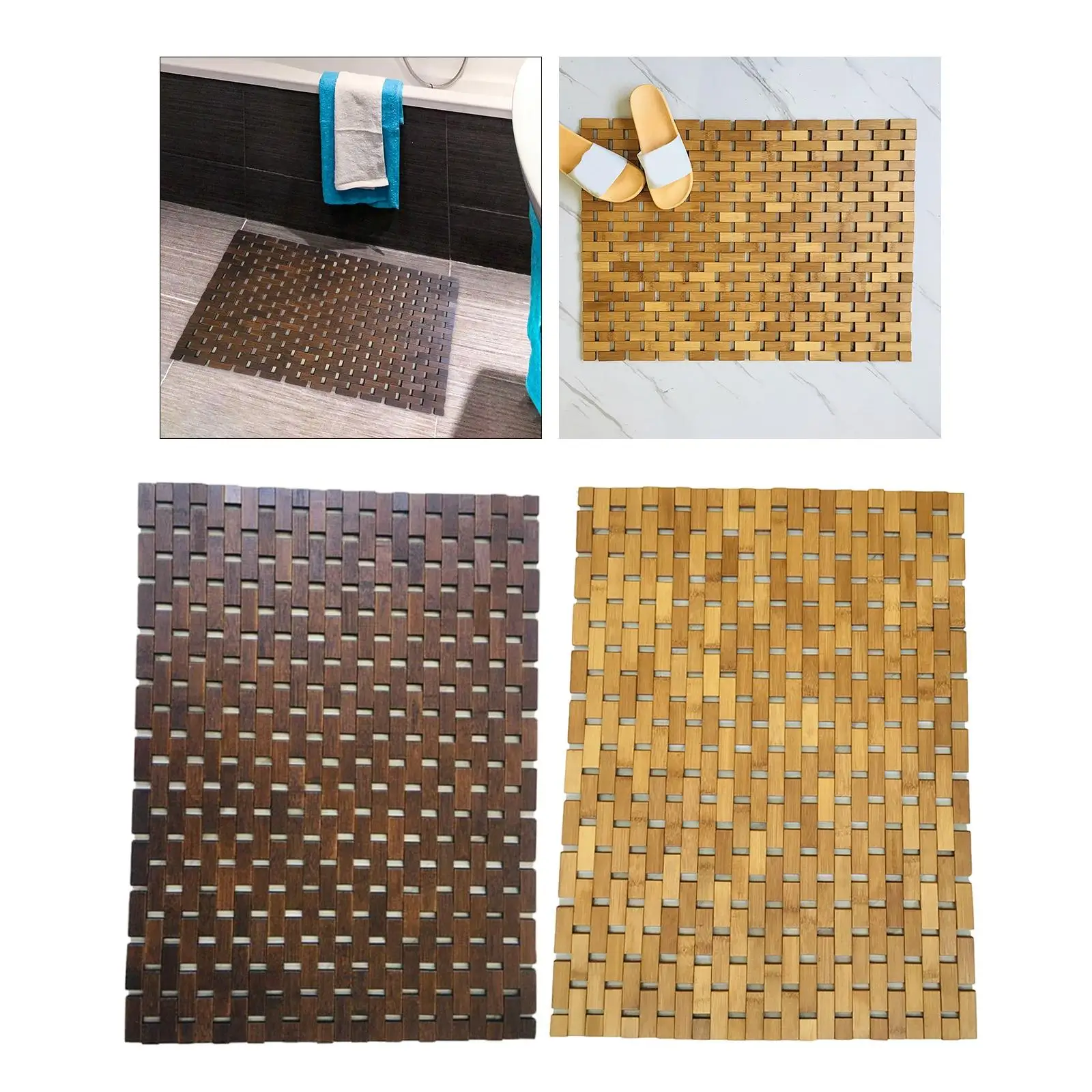 Bamboo Wood Bathroom Mat  chen Floor Rug for Bathtub Home Floor
