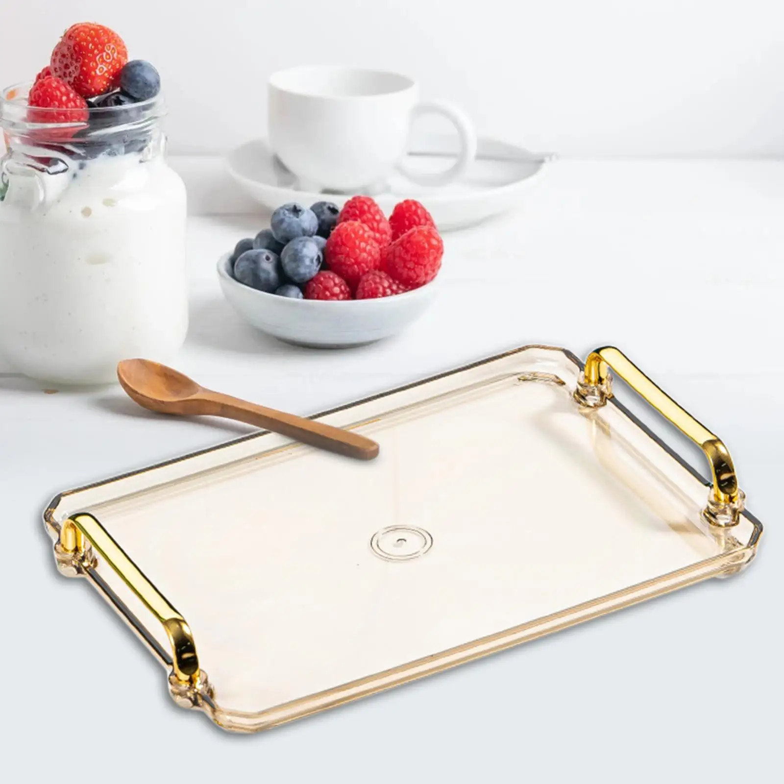 Modern Elegant Fruit Dessert Tray with Handles Restaurant Serving Tray for Table