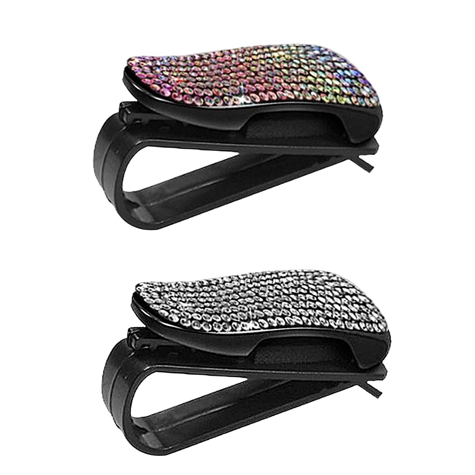 Rhinestones Glasses Holder for Car Visor Women Girls Space Saving Universal Fashion Glasses clip Glasses Hanger Mount