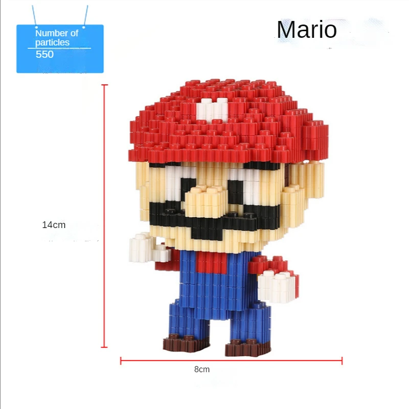 Rompecabezas 3D para Los Niños QSSQ Super Mario Bros Mini Bloques De Construcción De Juguetes Realista Modelo Juego De Colección De Decorativo,Red Mario 