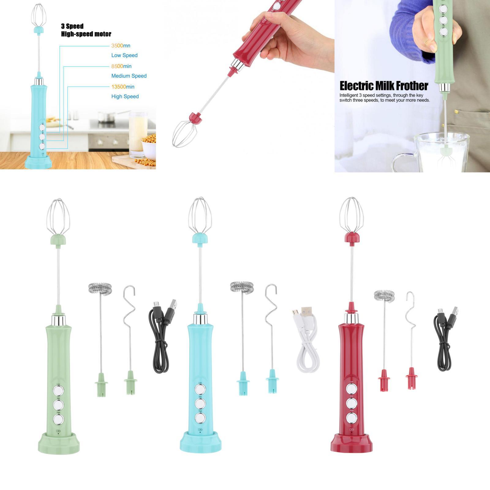 Handheld Electric Milk Frother 3-Speed Adjustable Egg Beater for Hot Chocolate Cappuccino