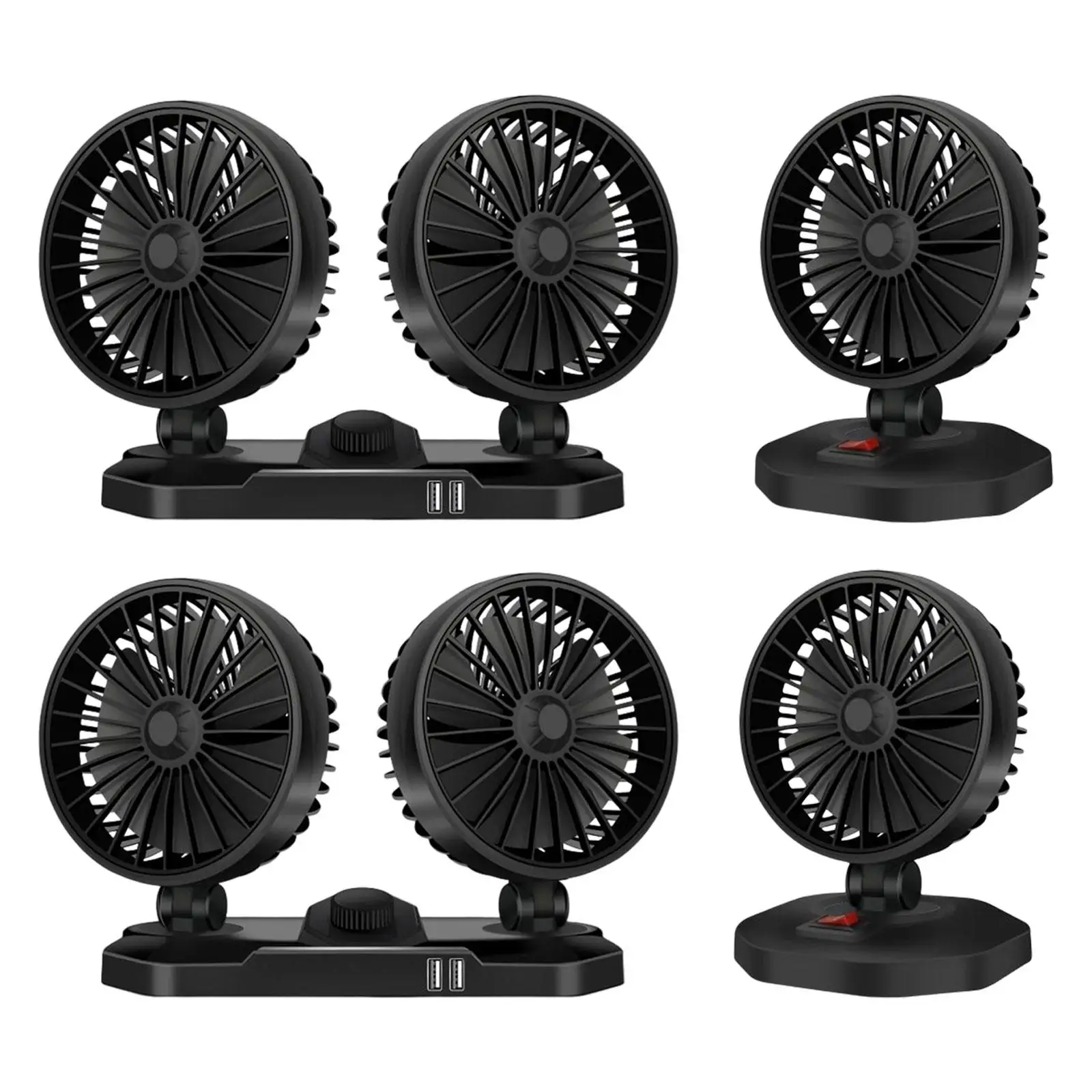 Small Car fan Degree Rotatable Personal Strong Wind Cooling air Fan for Vehicles Boat Dashdoard Sedan Office