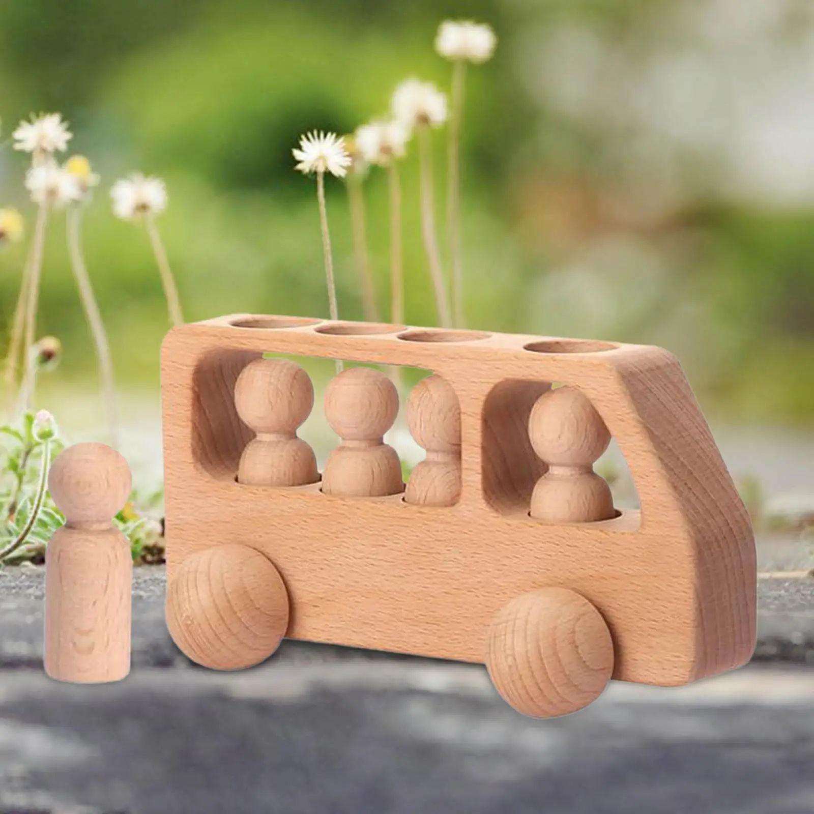 Wooden Bus Toy Preschool Learning Activities Car Blocks for Preschool