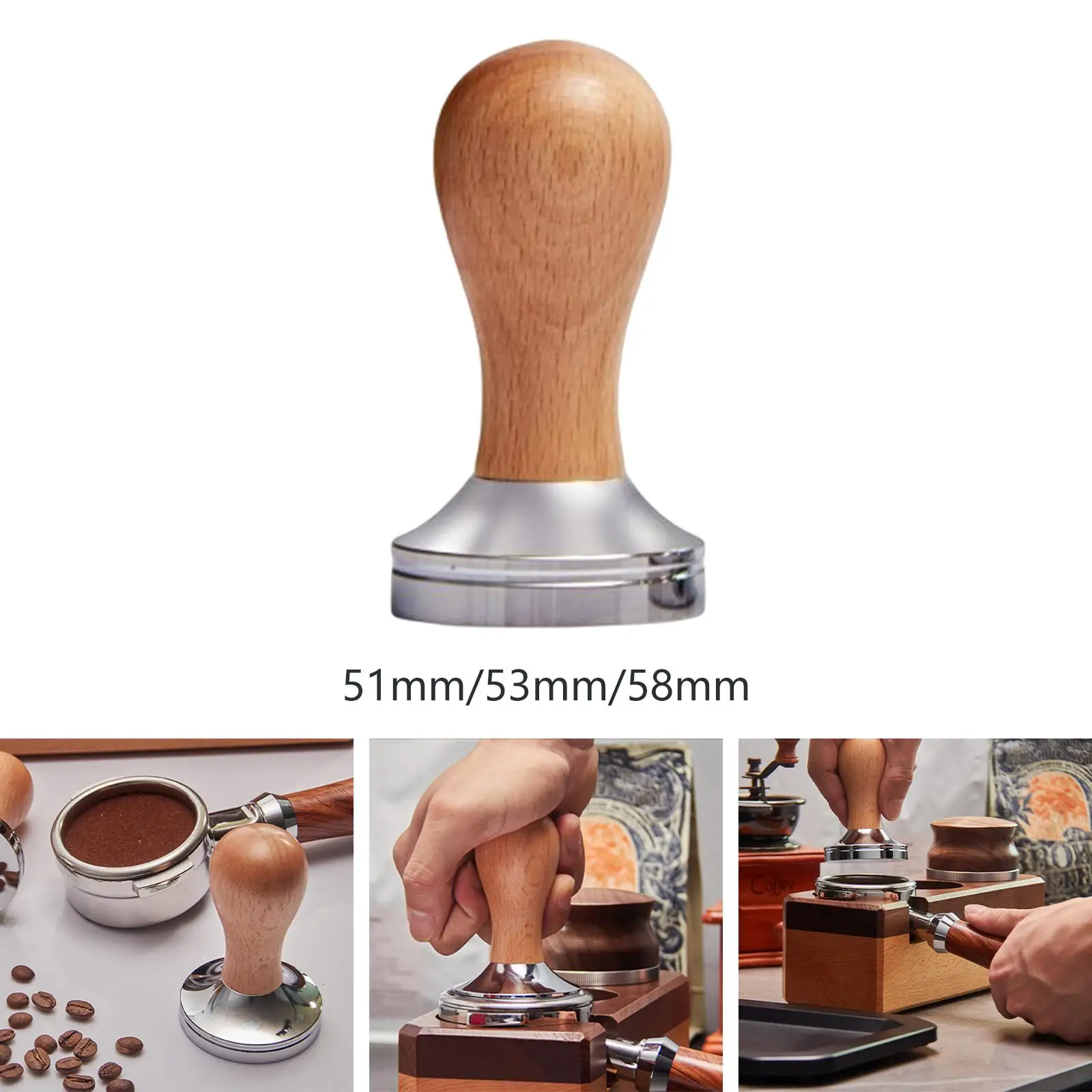 Detachable Coffee Tamper Grind Tamper Coffee Leveler Tool Coffee Machine Parts Flat Base Espresso Tamper for Kitchen Restaurants