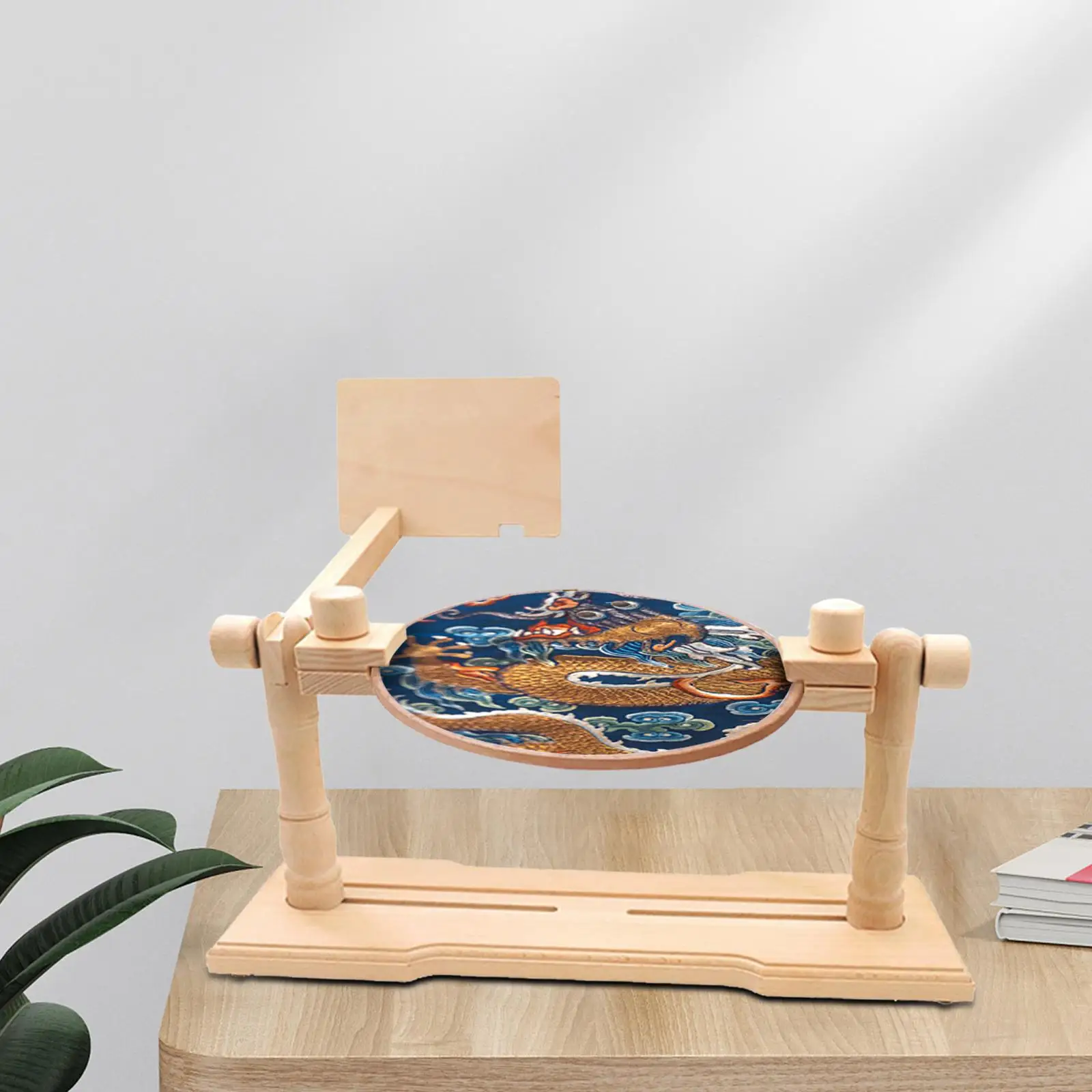 Wooden Embroidery Hoop Stand Rotated Adjustable Cross Stitch Rack Tabletop Embroidery Project Needlework Kids Girl