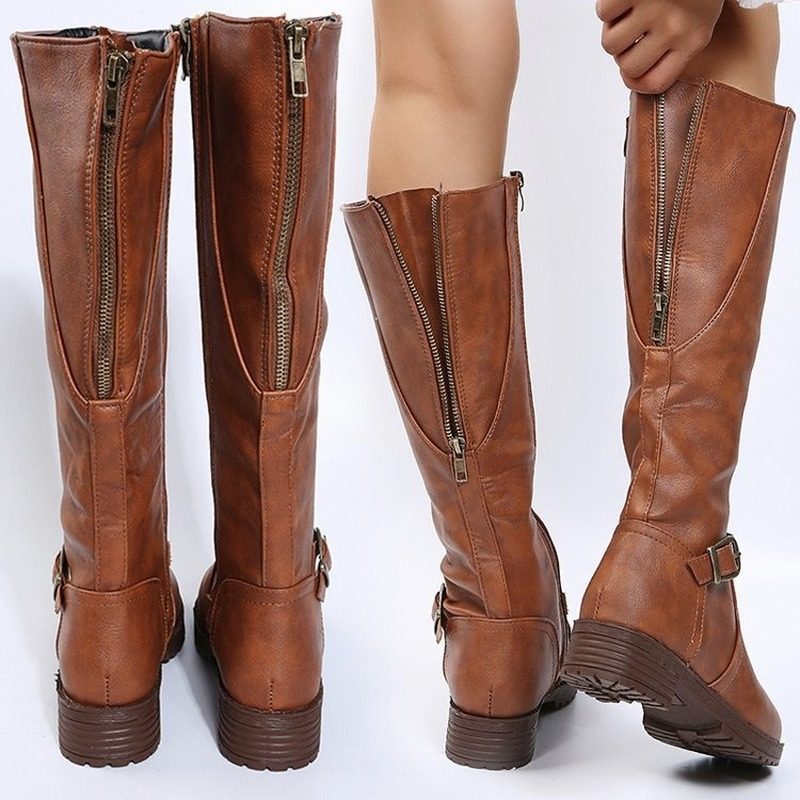 Women Knee High Boots Fashion Low Heels 