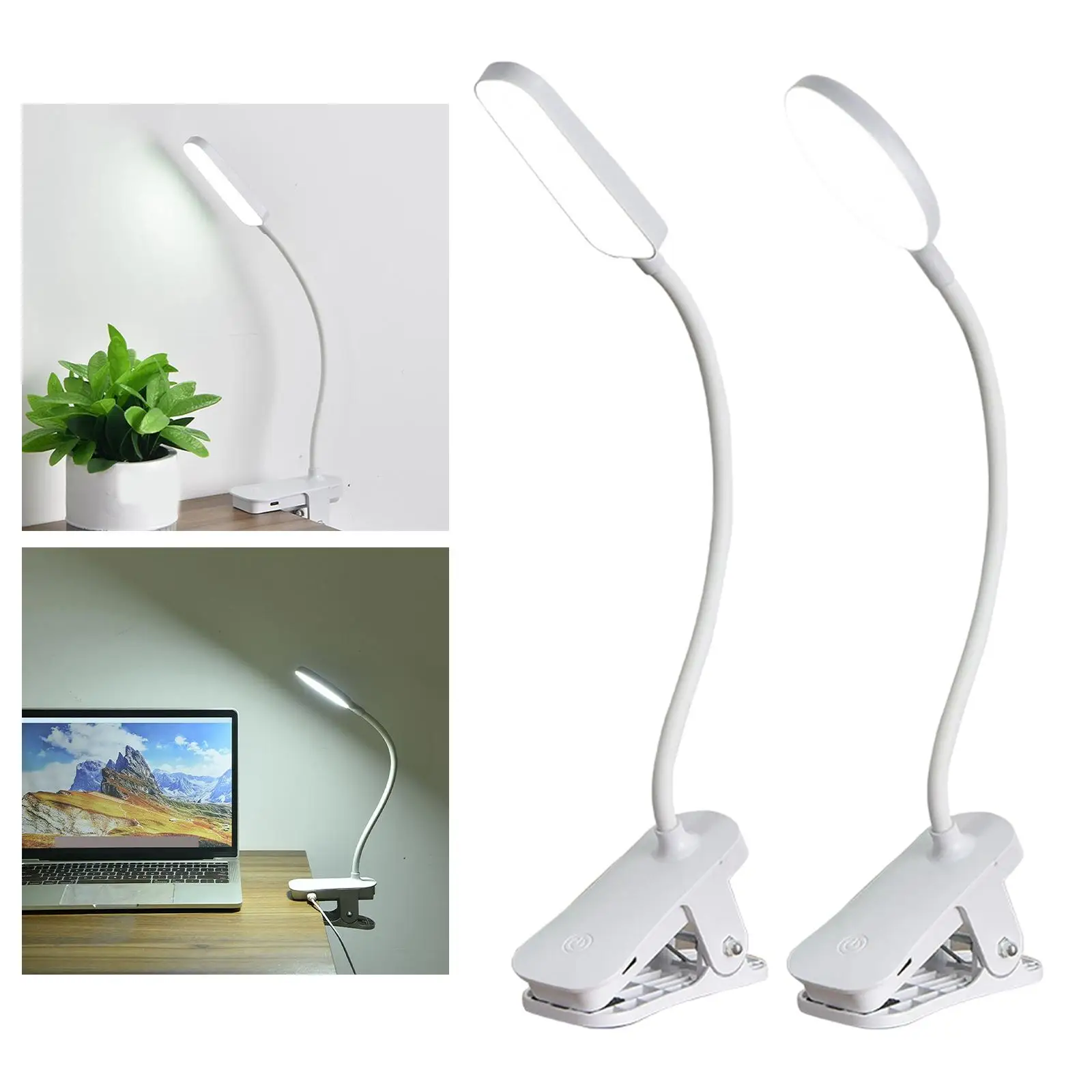 Flexible Arm LED Clip On Table Light Rechargeable Book Lights Eye Caring Table Clamp Lamp Nightlight for Bedside Piano Study