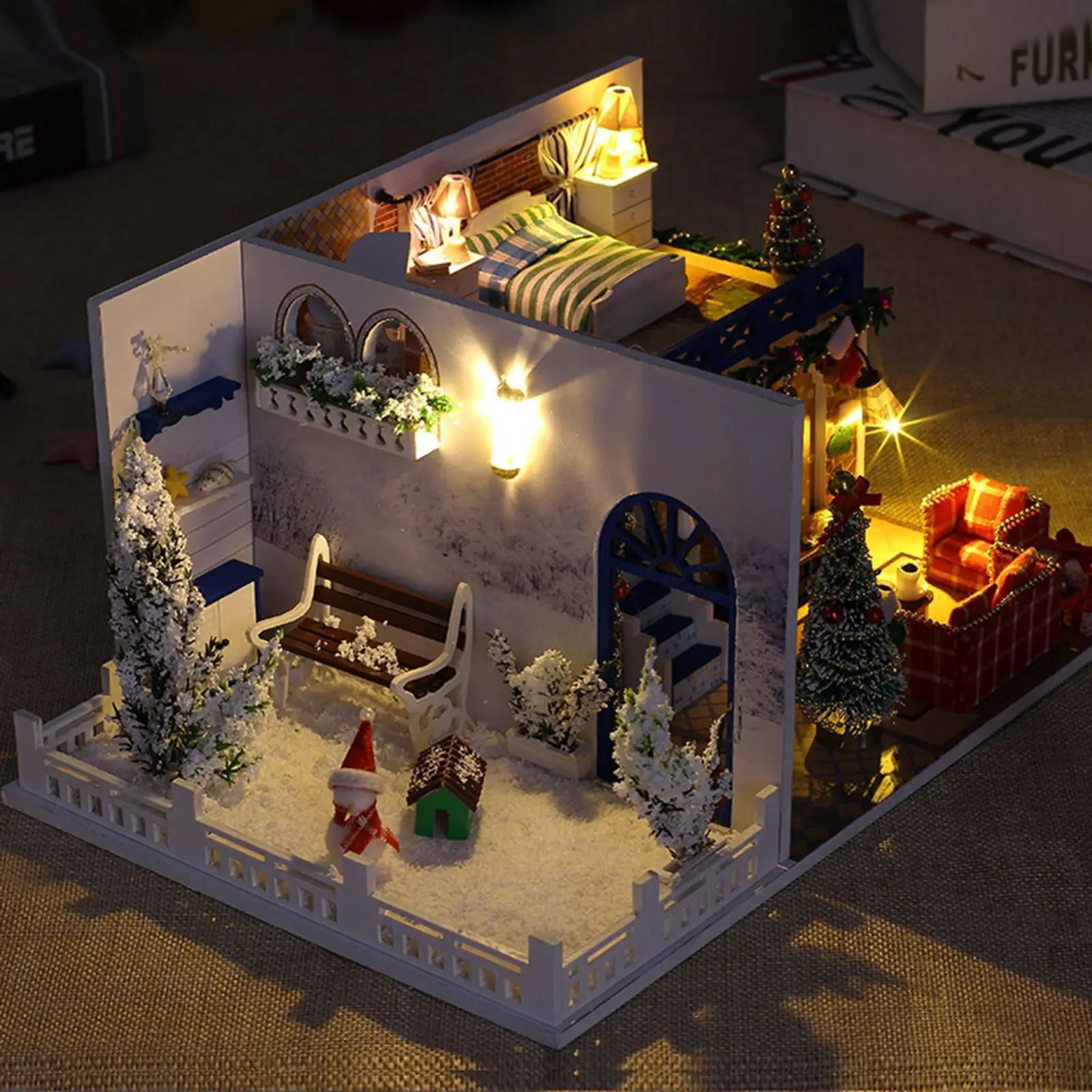 Self-Assembly Miniature  Kits s House with  And LED