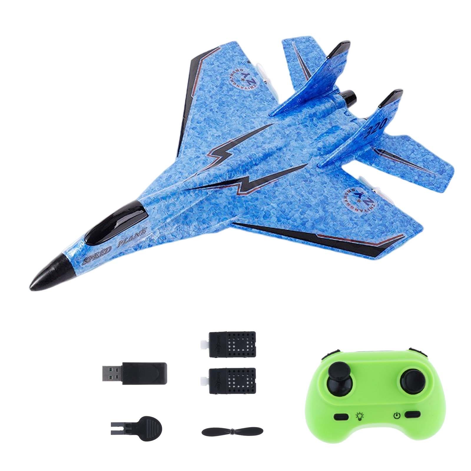 RC Fixed Wing Plane Gift with LED Cool Light Portable Outdoor Toys 2.4G 2 Channel RC Glider for Adults Kids Boys Girls Beginner