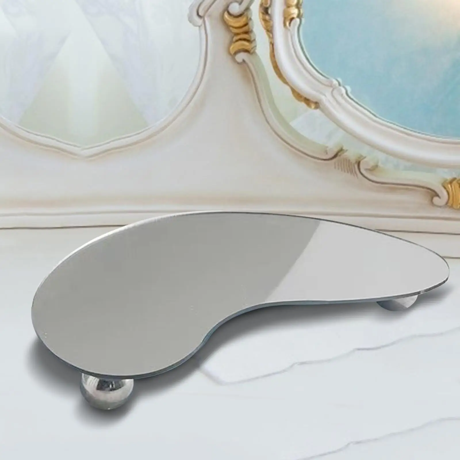 Nordic Style Irregular Mirror Effect Decorative Vanity Tray Display Organizer Cupcake Serving Tray Plate Home Decor