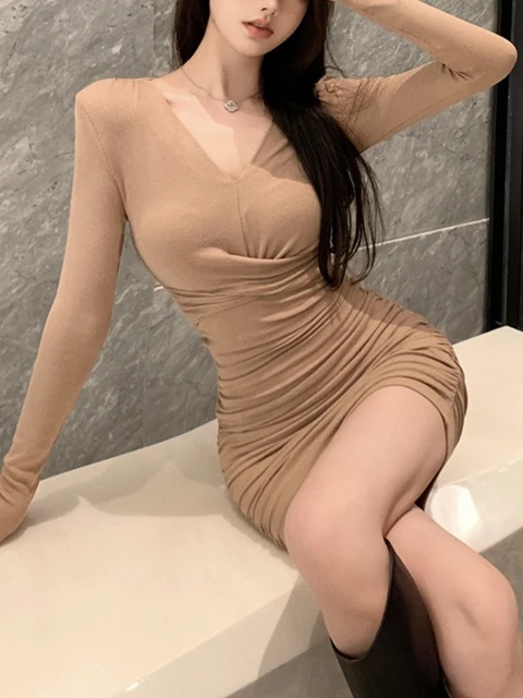 Sexy Low Cut Mini Dress Casual Korea For Women And Girls Perfect