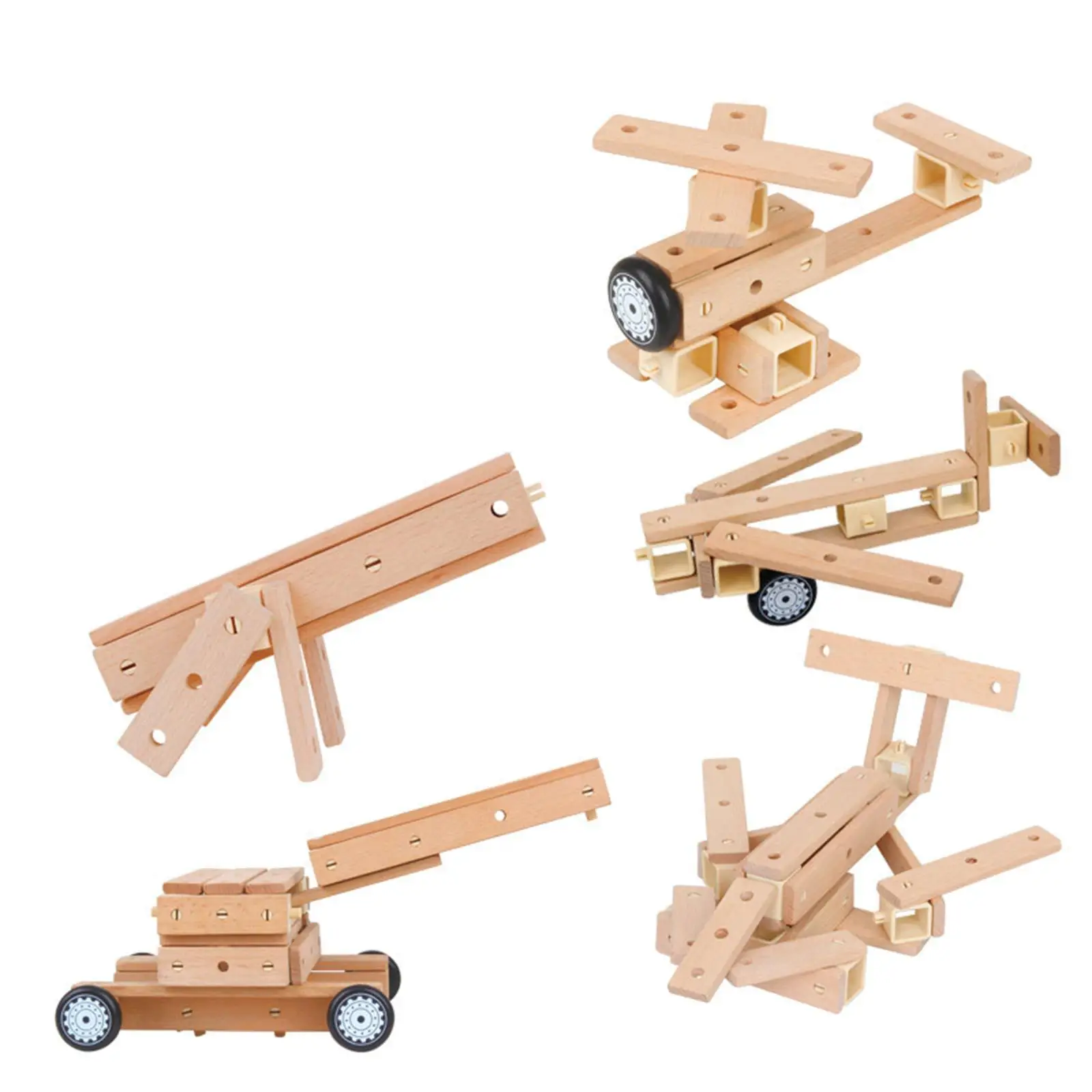 Wooden Building Blocks Set Wood Planks Set Montessori Toys Wooden Building for Child