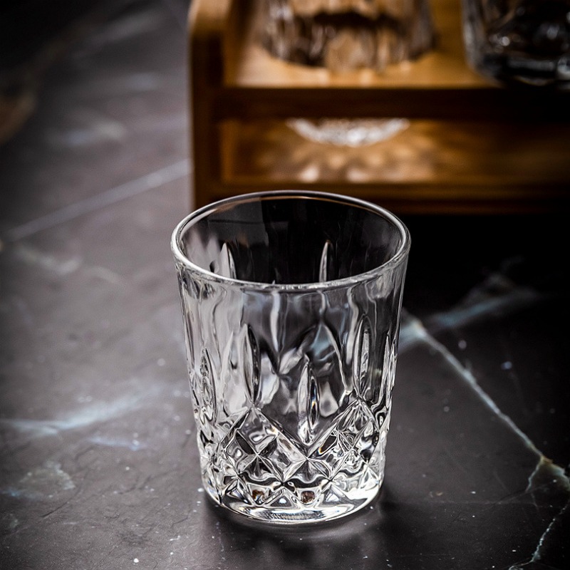 Description Picture 5 of item6pcs Spirits Cup 50ml Shot Glass Embossed Design Glass Wholesale Cups Small Capacity Wine Cup Engraved Household Chinese Tea Cup