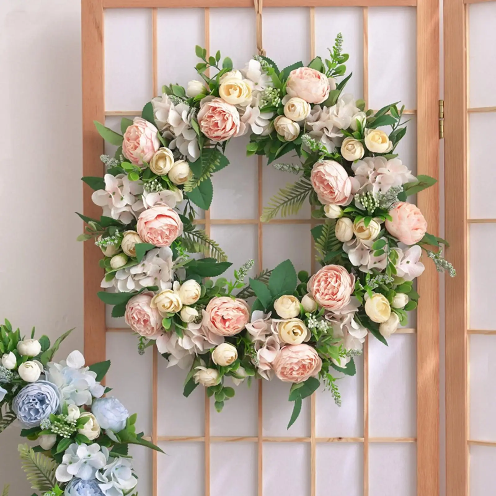 Peony Flower Wreath for Spring Summer   for Home Party Decor