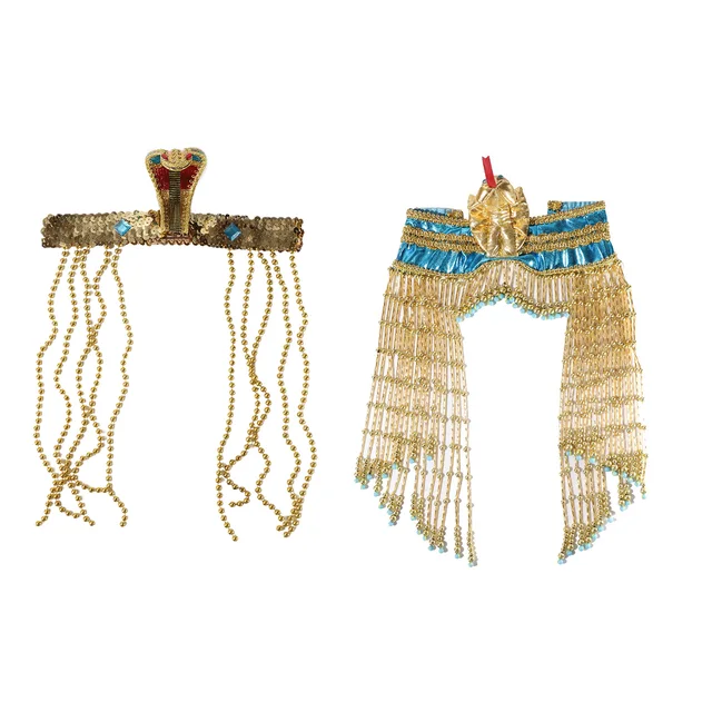 Donne Halloween antico egitto Cleopatra Cosplay copricapo Elapid perline  paillettes catena nappe copricapo accessori egiziani - AliExpress
