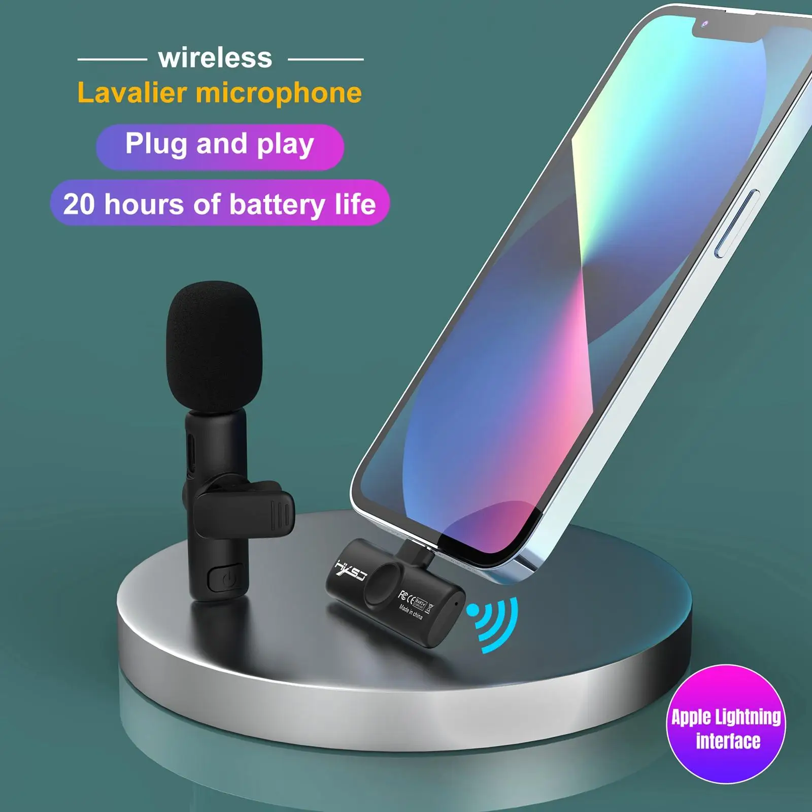 Wireless Lavalier Microphone  Usb-C Distance for Teaching Recording