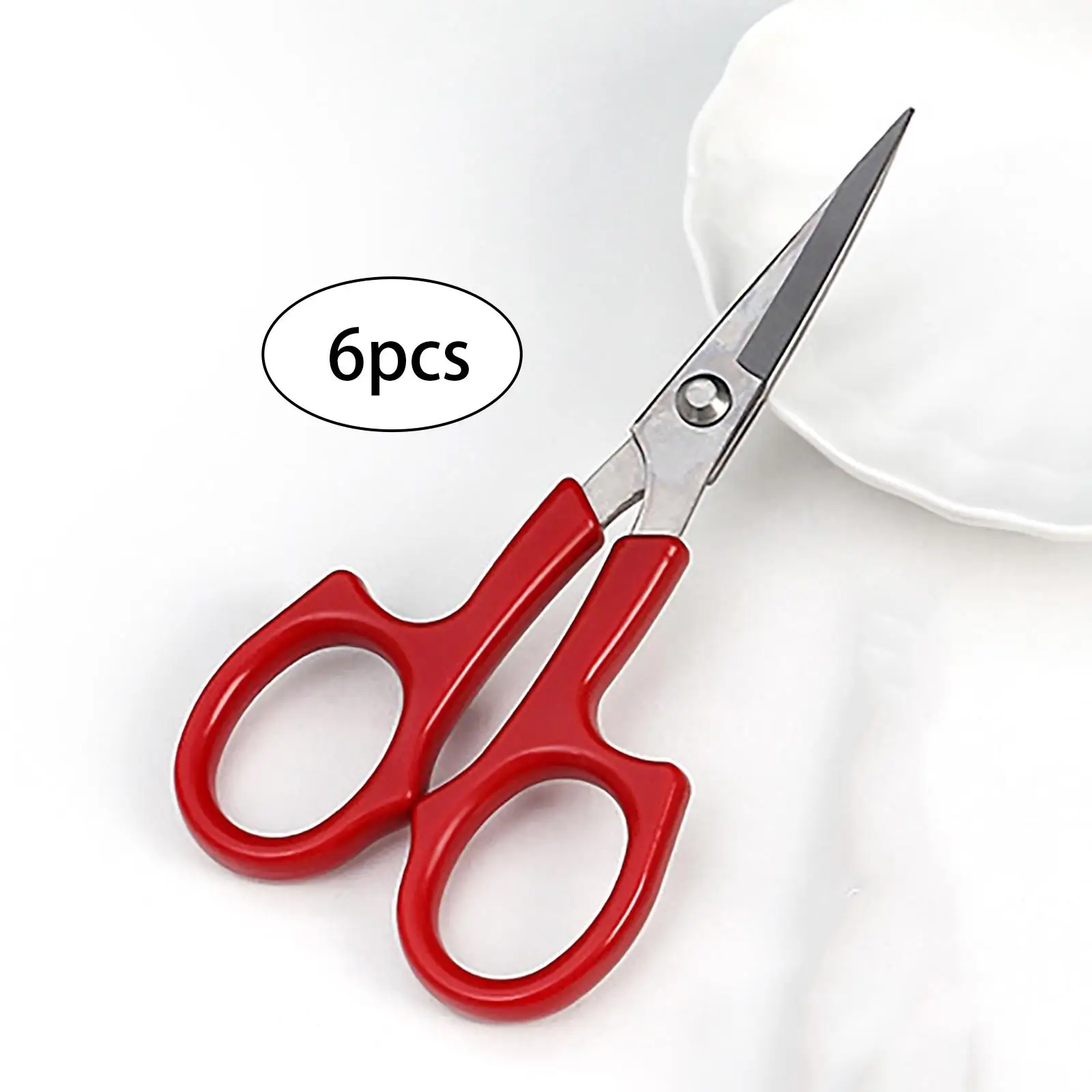 6 Pieces Embroidery Scissors Curved Tip Stainless Steel Blade for Handicraft