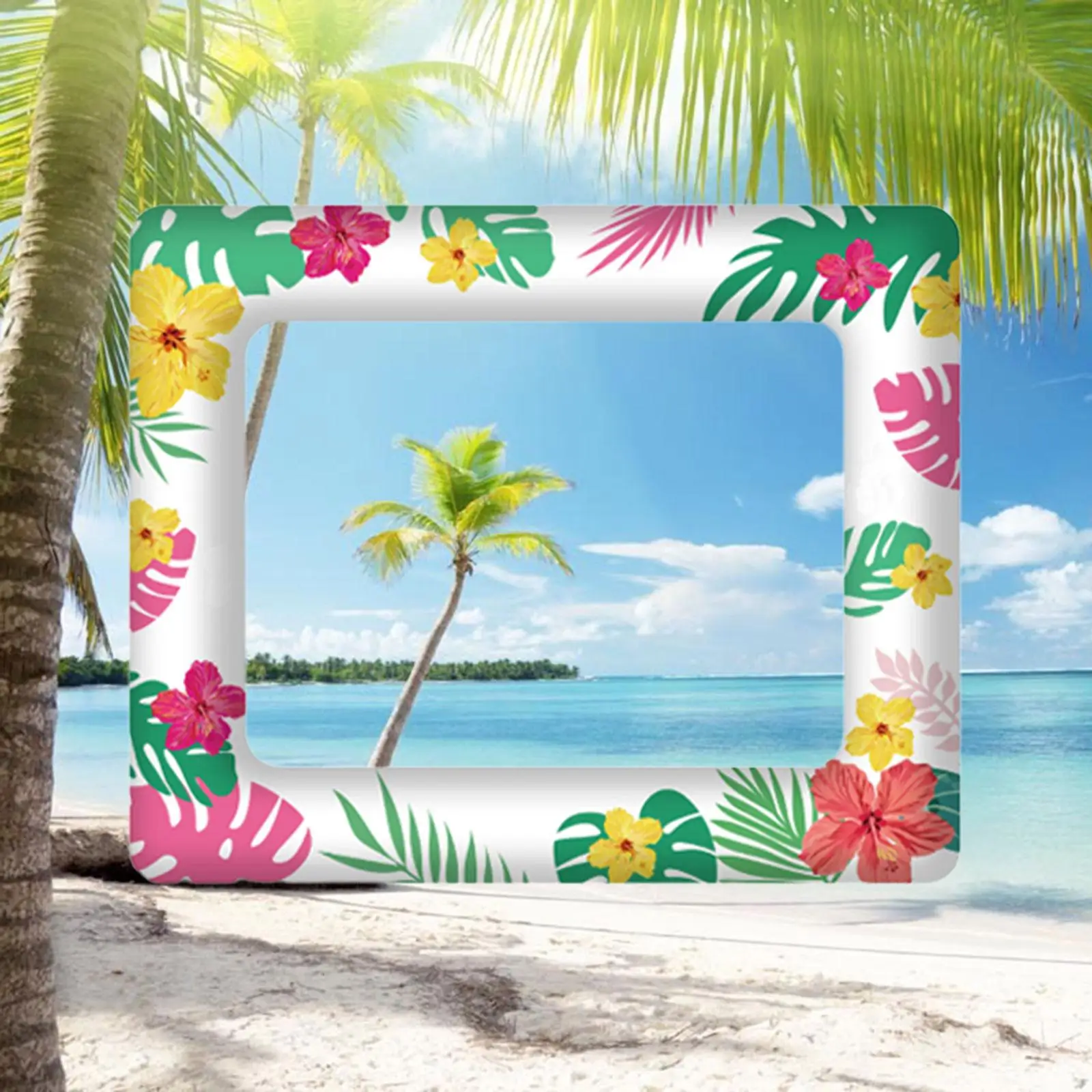 Hawaiian Inflatable Photo Frame Lightweight Tropical Multipurpose Picture Frame Prop for Party Friends Holiday Graduation