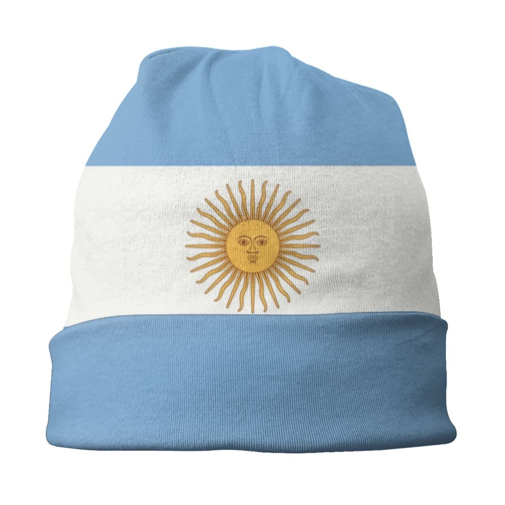 Benutzer definierte Flagge von Argentinien Schädel Mützen Mützen Männer Frauen Unisex Straße Winter warme Strick mütze Erwachsenen Motorhaube Hüte – Detail 3