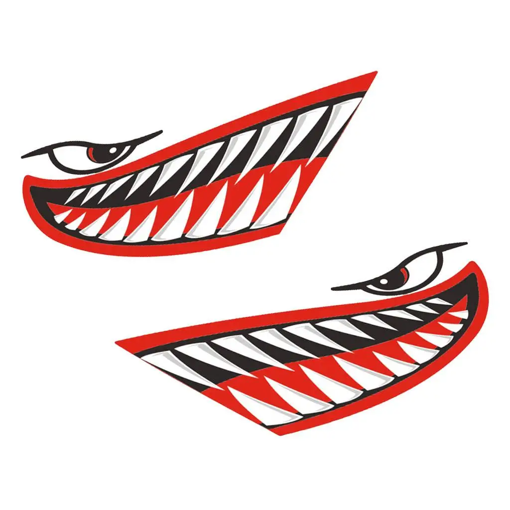 2 Pieces  Mouth Boat Decals Fishing Graphic Sticker (M2051, 14 x 5 inch)