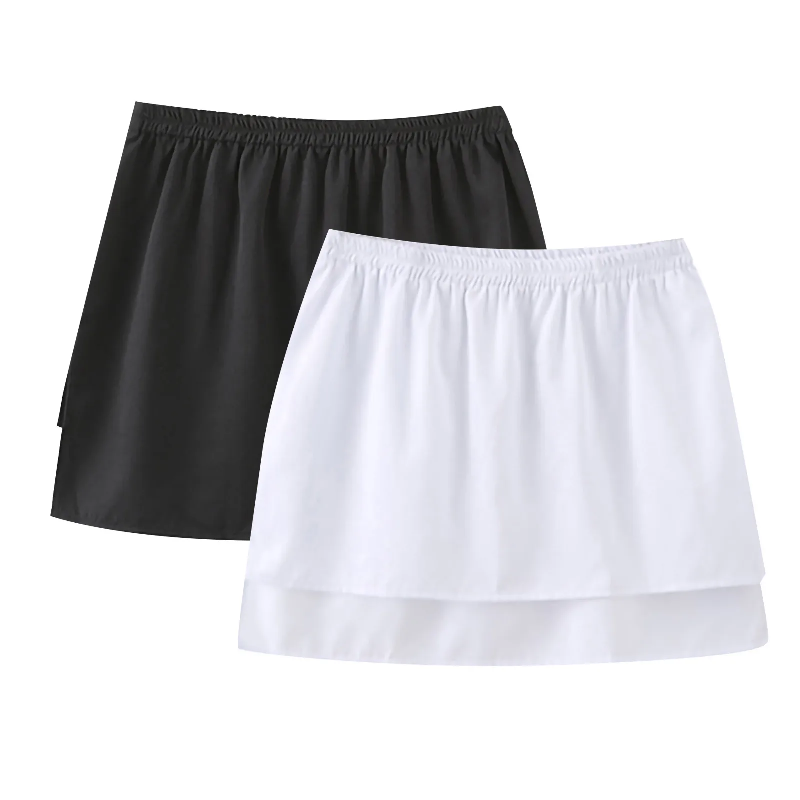 mini skirt 2 Piece Detachable Underskirt Unisex Shirt Extender Adjustable Layering Fake Top Lower Sweep Half-length Elastic Waist Fake Hem black tennis skirt