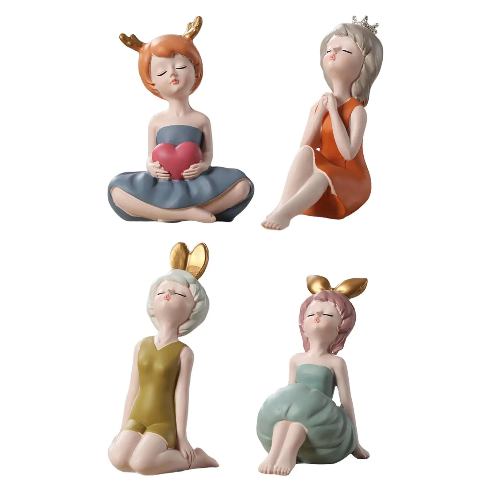 Creative Girl Figurine Statue Art Cute Sculpture Resin Collectible for Table Wedding Party Decoration Ornaments