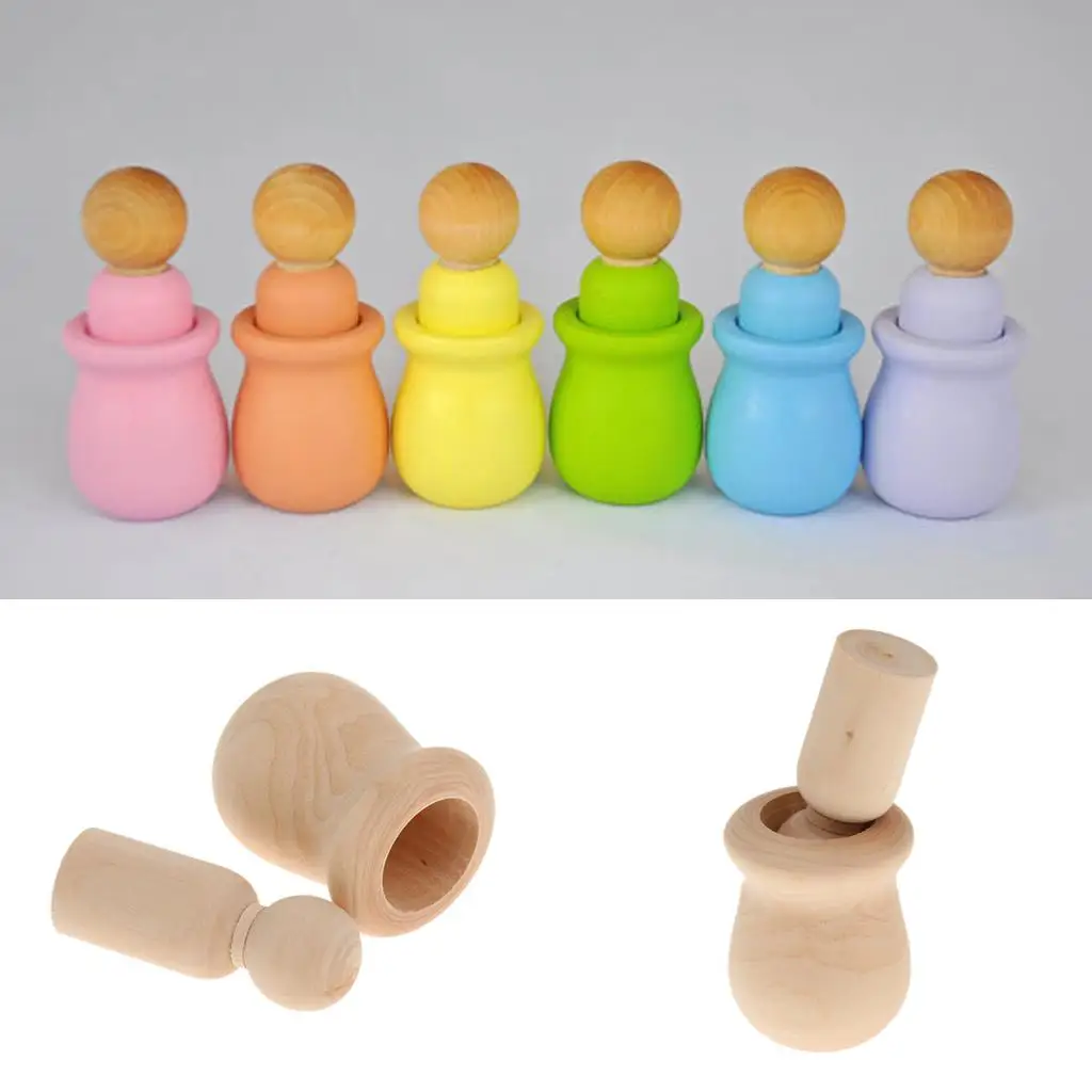 Wooden Peg People Nesting  Peg Dolls  Montessori Toy Pack of 10