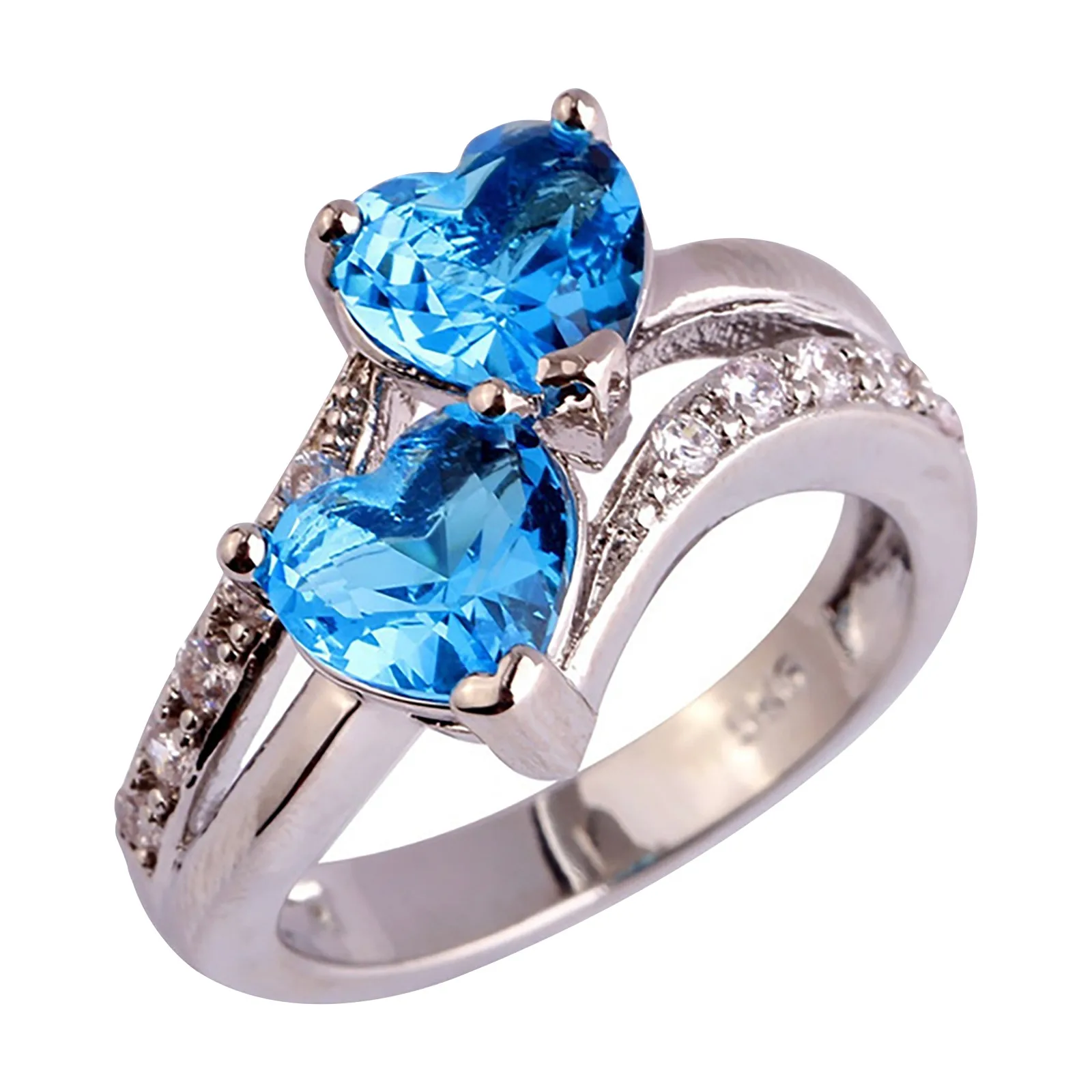 Кольцо с синим камнями