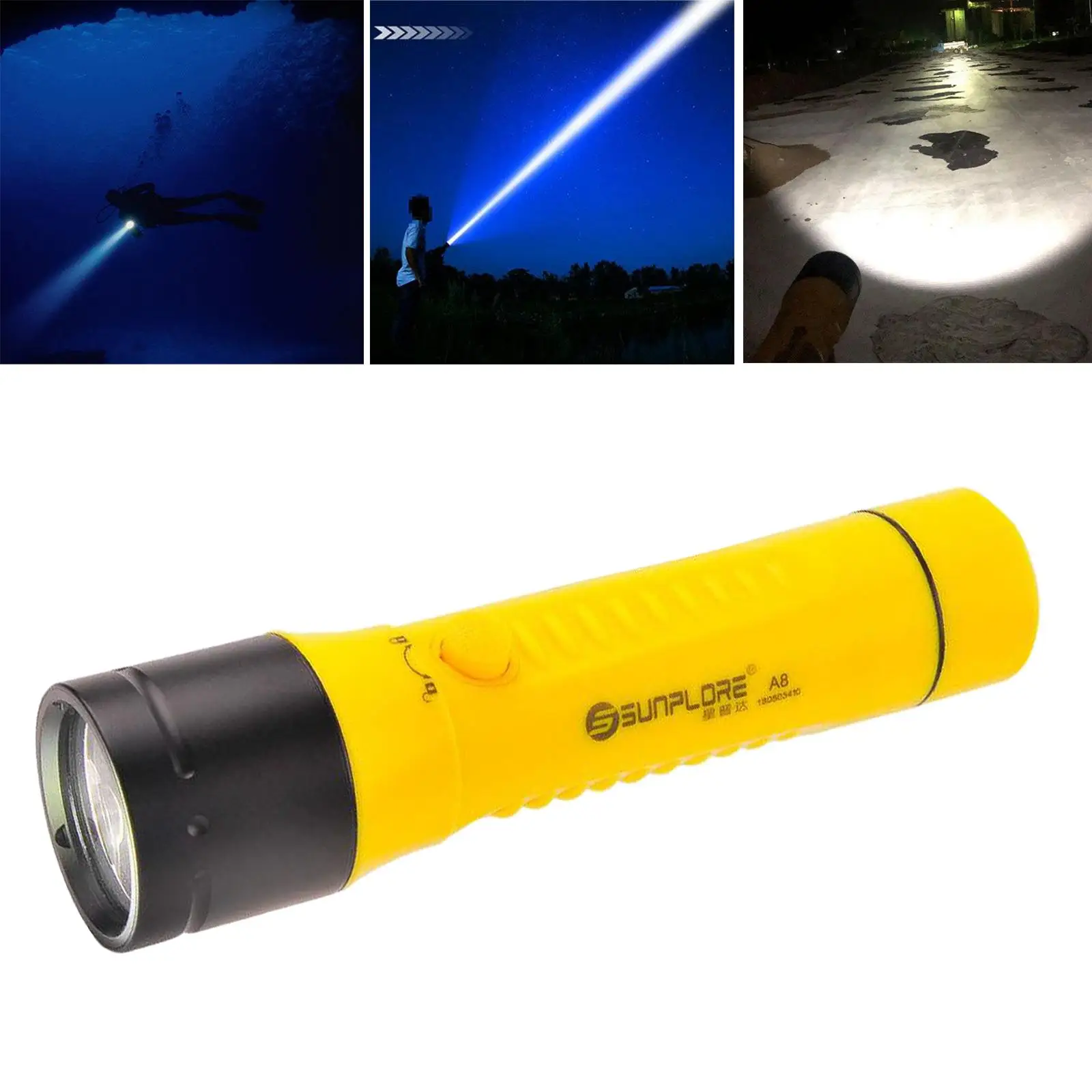 Diving Flashlight Waterproof Scuba Dive Lamp Torch Rechargeable Outdoor Light