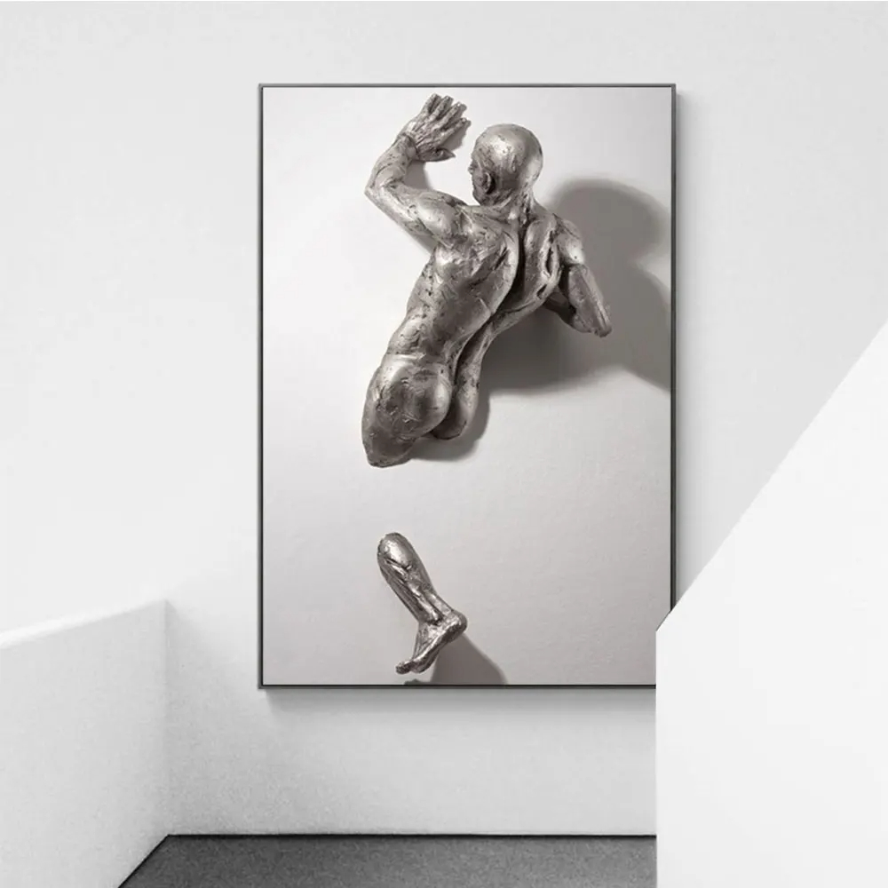 Abstract Sculptures 3D Wall Figure Home Decoration Canvas Print Mural Posters Street Art Picture Living Room Gifts Decor Cuadros