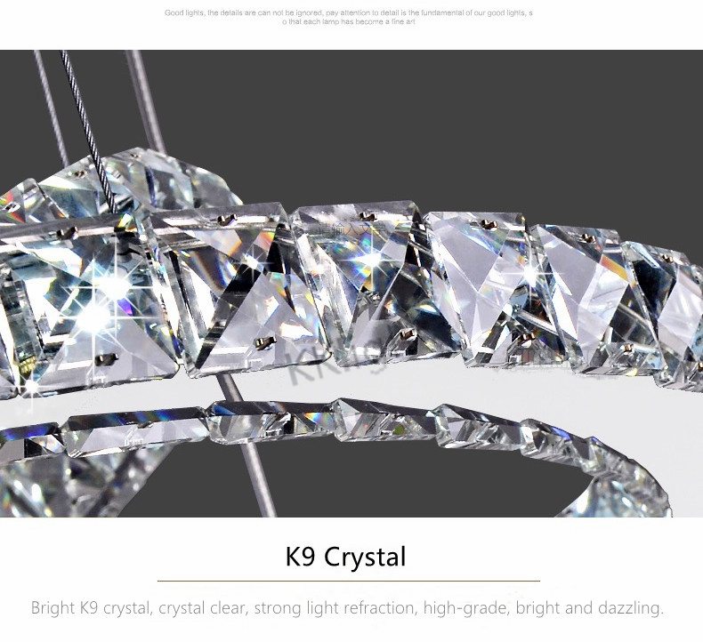 Nordic Luxury K9 Crystal Ring Led Chandelier Creative Pendant Lamps Living Room Restaurant Bedroom Modern Home Lighting Decor