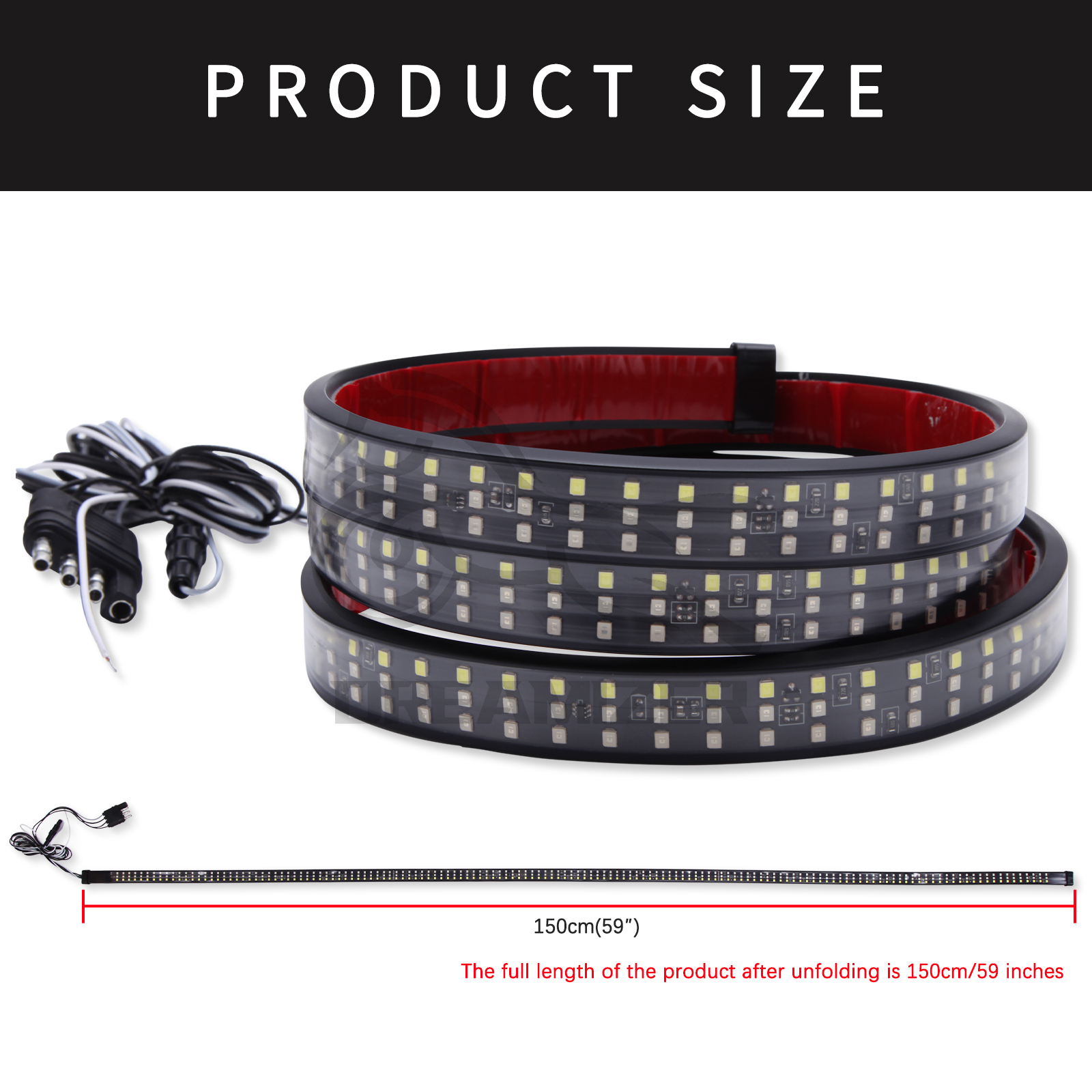 60" Tailgate LED Strip Bar Brake Turn Signal Tail Light LED Brake Light Strip Turn Signal Warning Reverse Light Waterproof