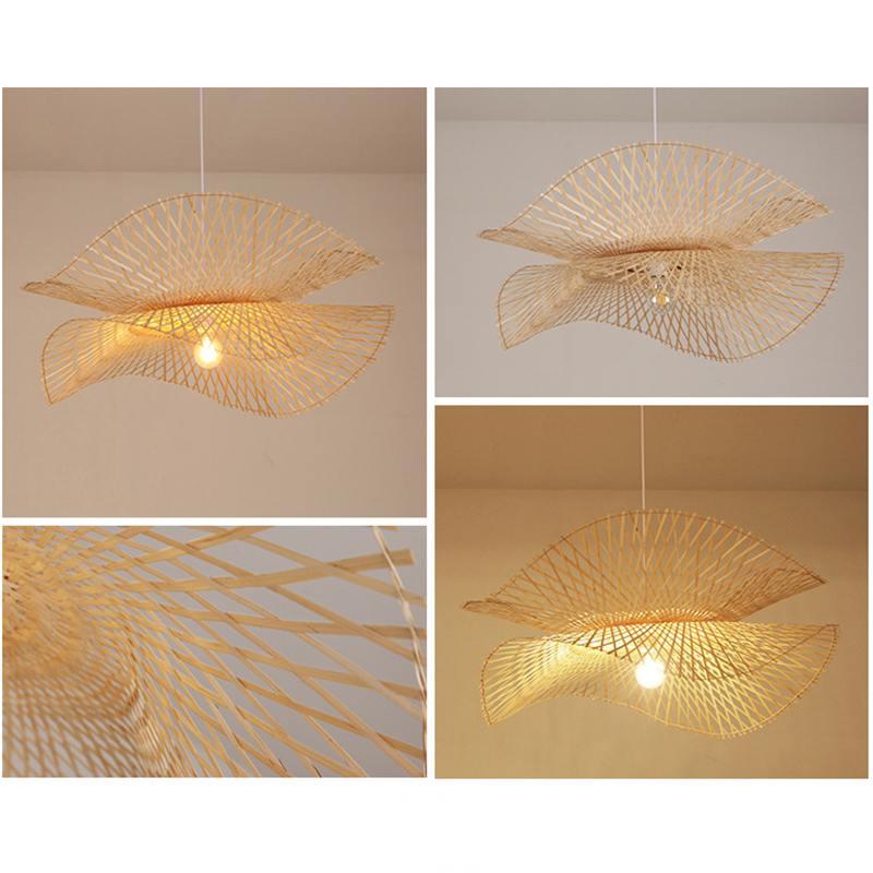 Chinese Creative Art Handmade Bamboo Chandelier Restaurant Kitchen Island Led Pendant Lamp Tea Room Hotel Hanging Lighting Decor