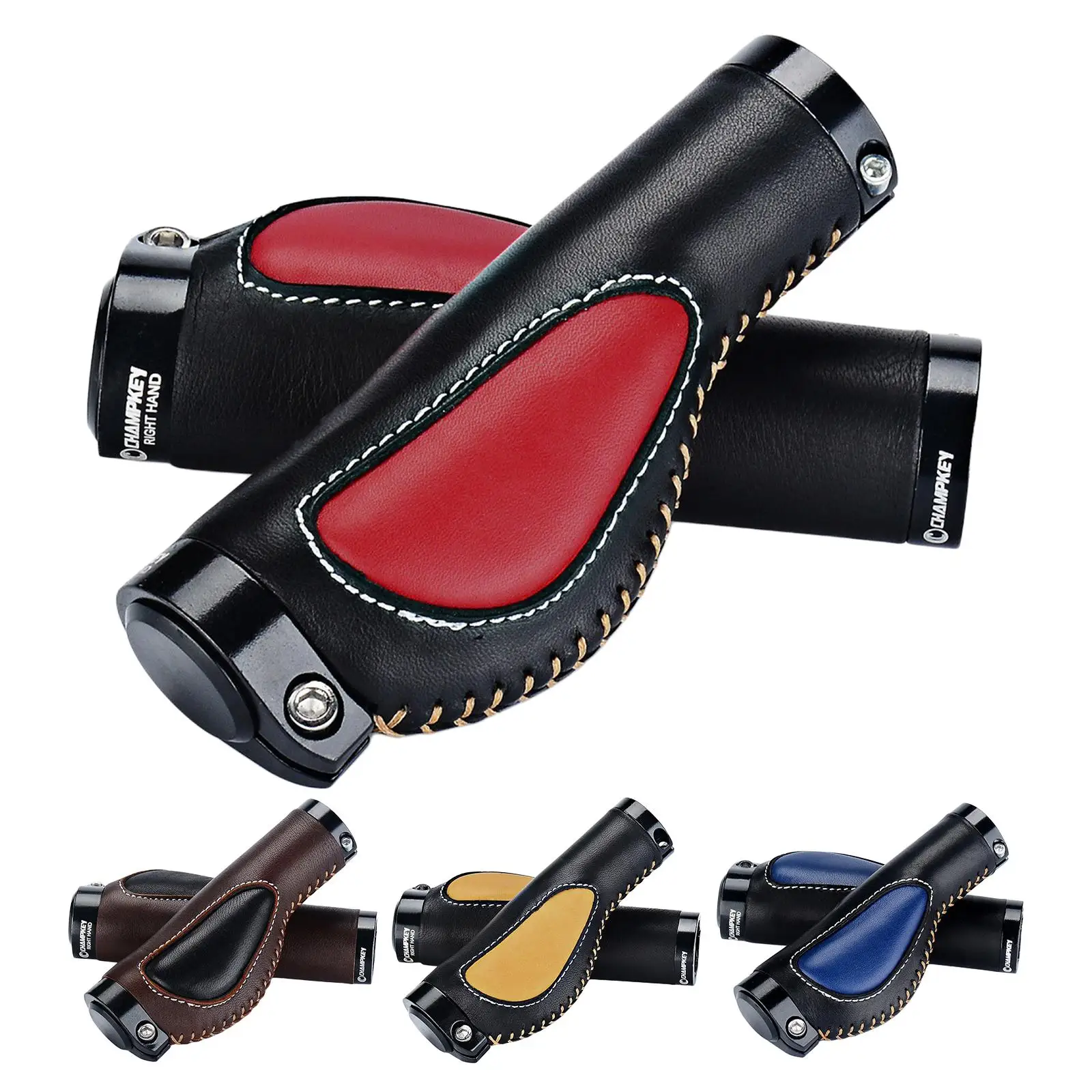 Leather Bike Handlebar  Shock Resistance Ergonomics Comfort Design, 1 Pair  Grips Ends
