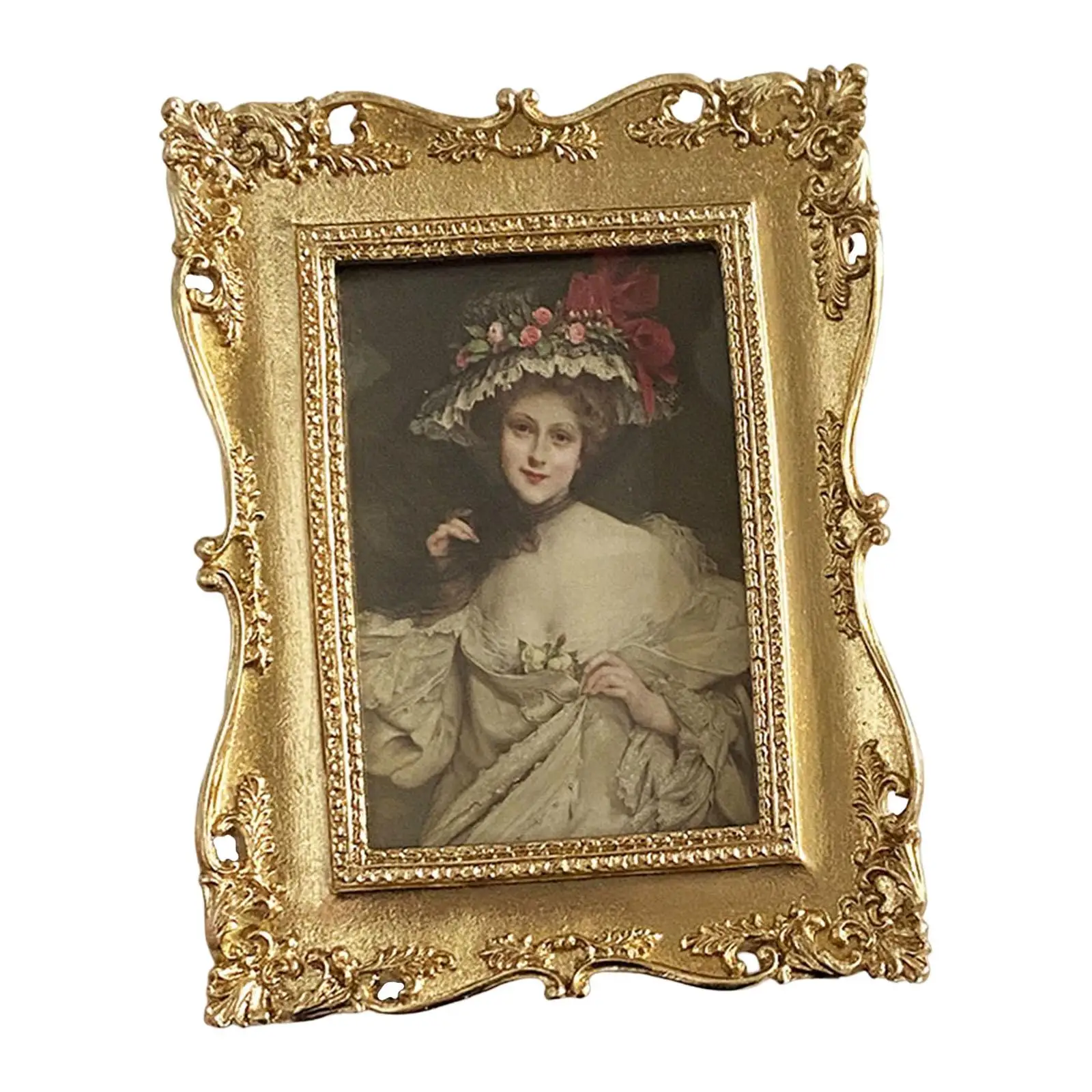Vintage Style Resin Photo Frame Picture Holder Tabletop Hanging Embossed Frame Ornate for Living Room Hallway Holiday Decor Gift