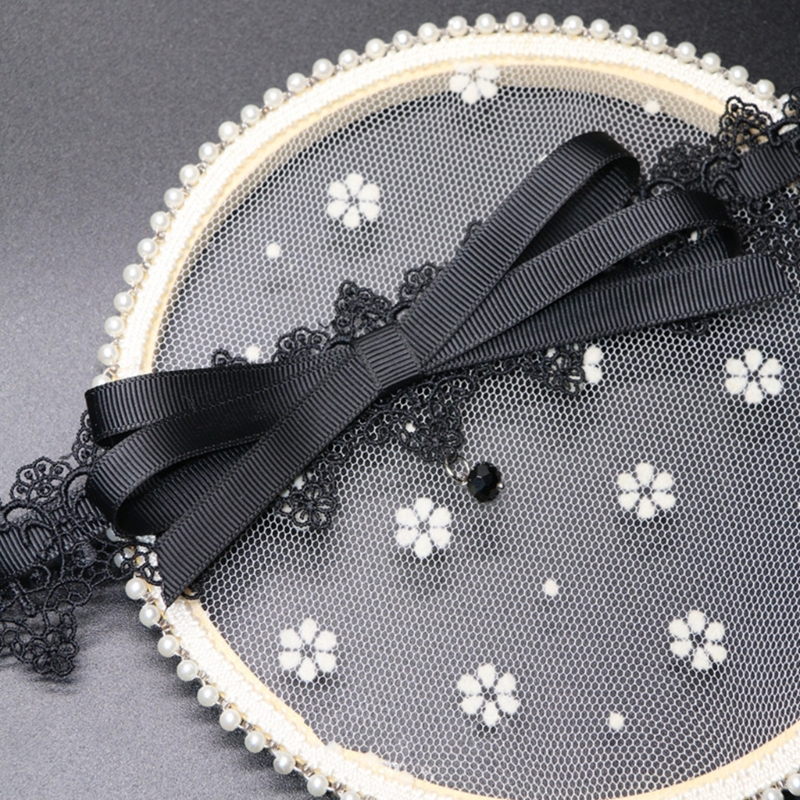 652F Schwarz Spitze Bowknot Halsband Halskette Süße Kragen Halskette Frauen Schlüsselbein Kette – Detail 8