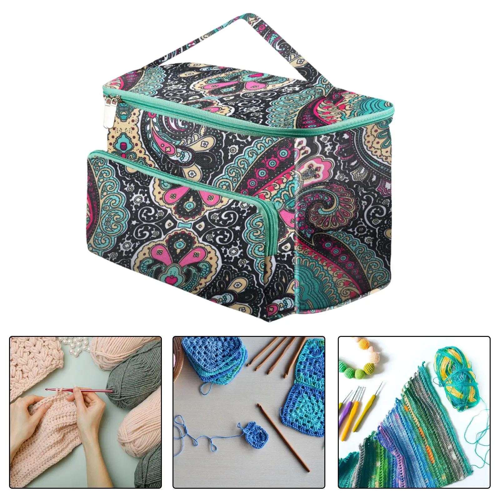 Yarn Storage Tote Bag Large Capacity Portable for Traveling Skeins Waterproof Knitting Bag Crochet Bag Tote Knitting Needle Bag