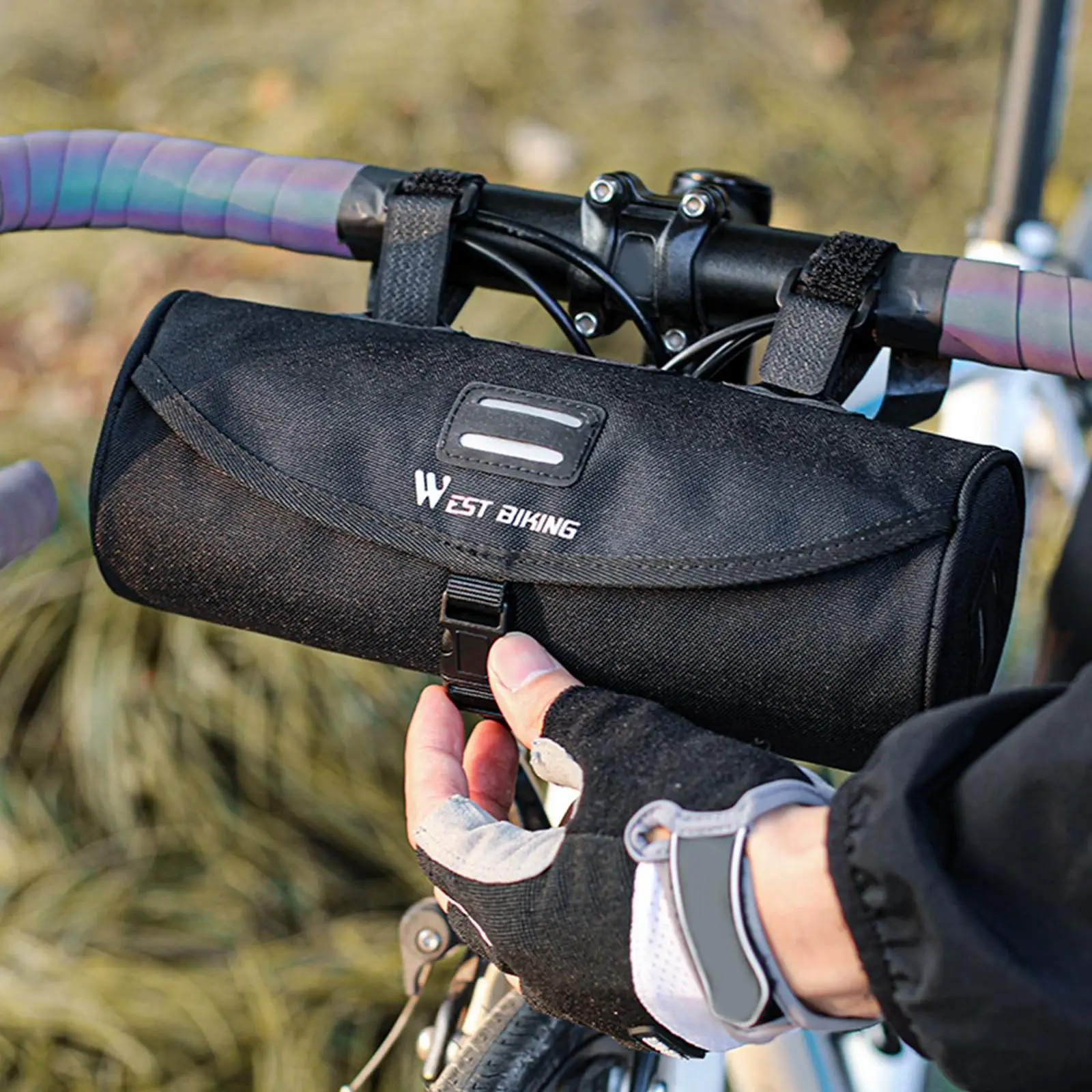 Bike Handlebar Bag,Bike , Adjustable Waterproof Front Storage Bag Large
